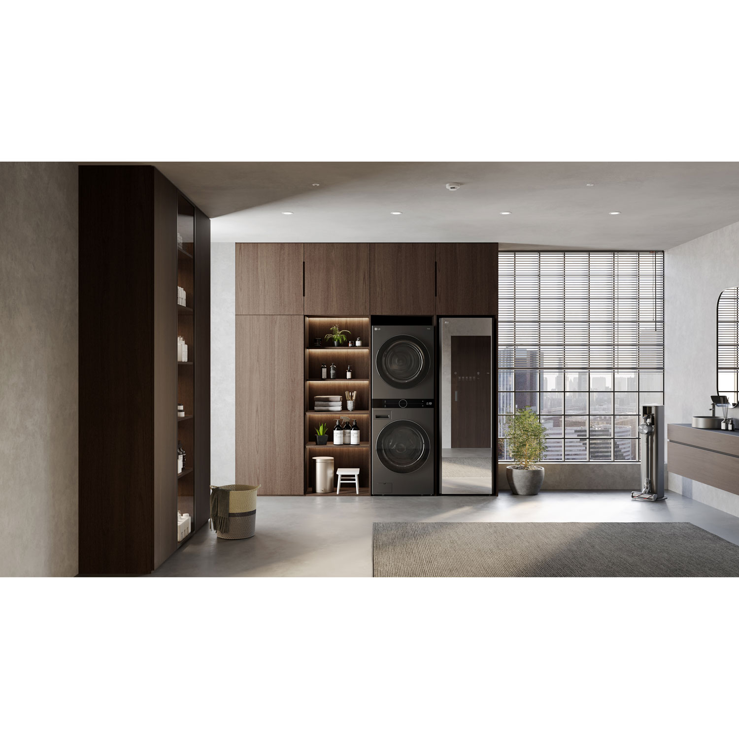 Duo WashTower avec laveuse électrique 5 pi³ et sécheuse de 7,8 pi³ HeatPump de LG - Acier noir