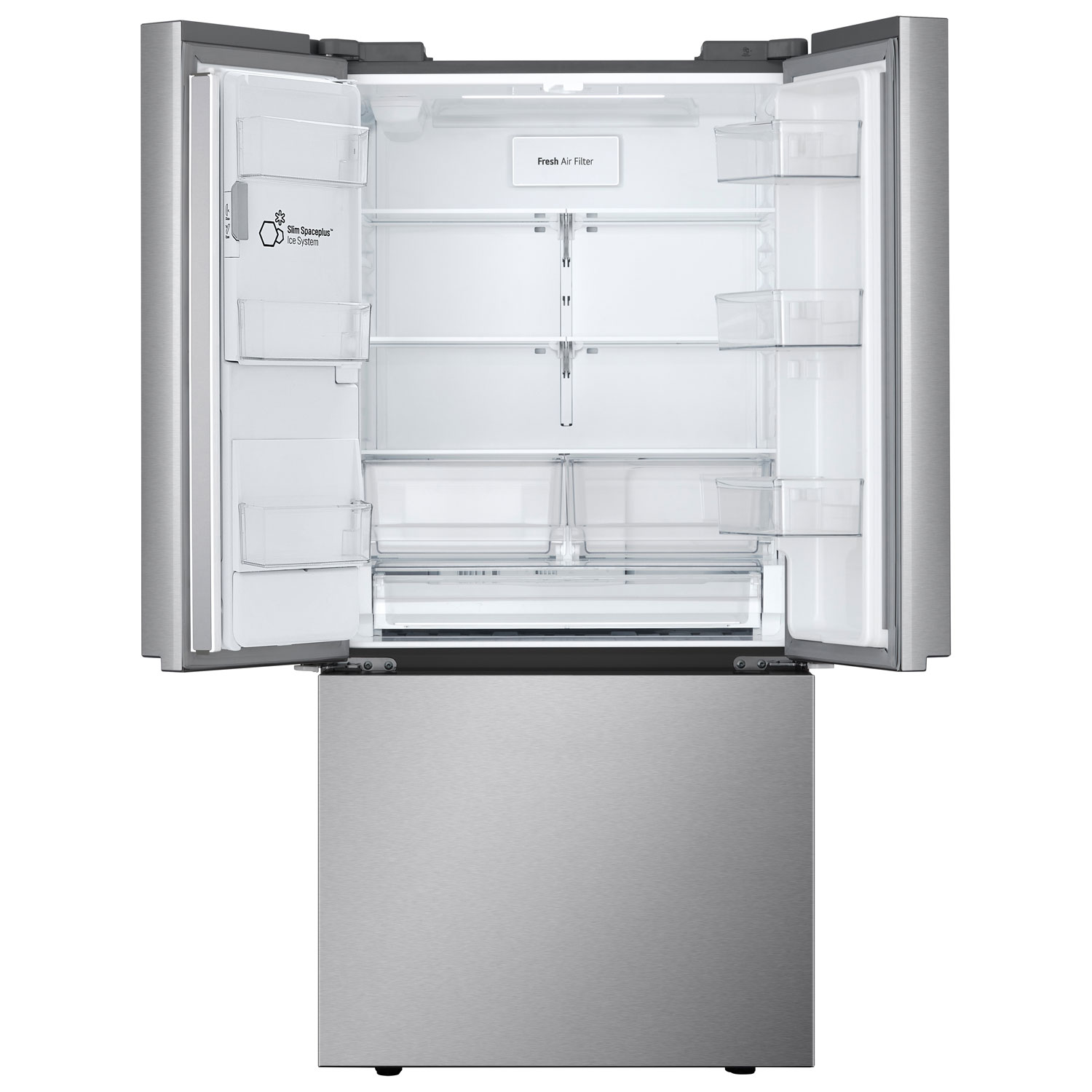 Réfrigérateur à deux portes 20,2 pi³ 33 po avec distributeur de glaçons de LG - Inox