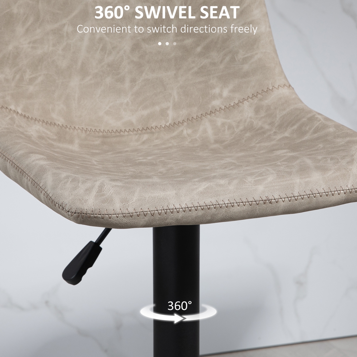 HOMCOM – Ensemble de 2 tabourets de bar réglables, tabourets pivotants avec dossier et repose-pieds, chaises de bar en similicuir à hauteur de