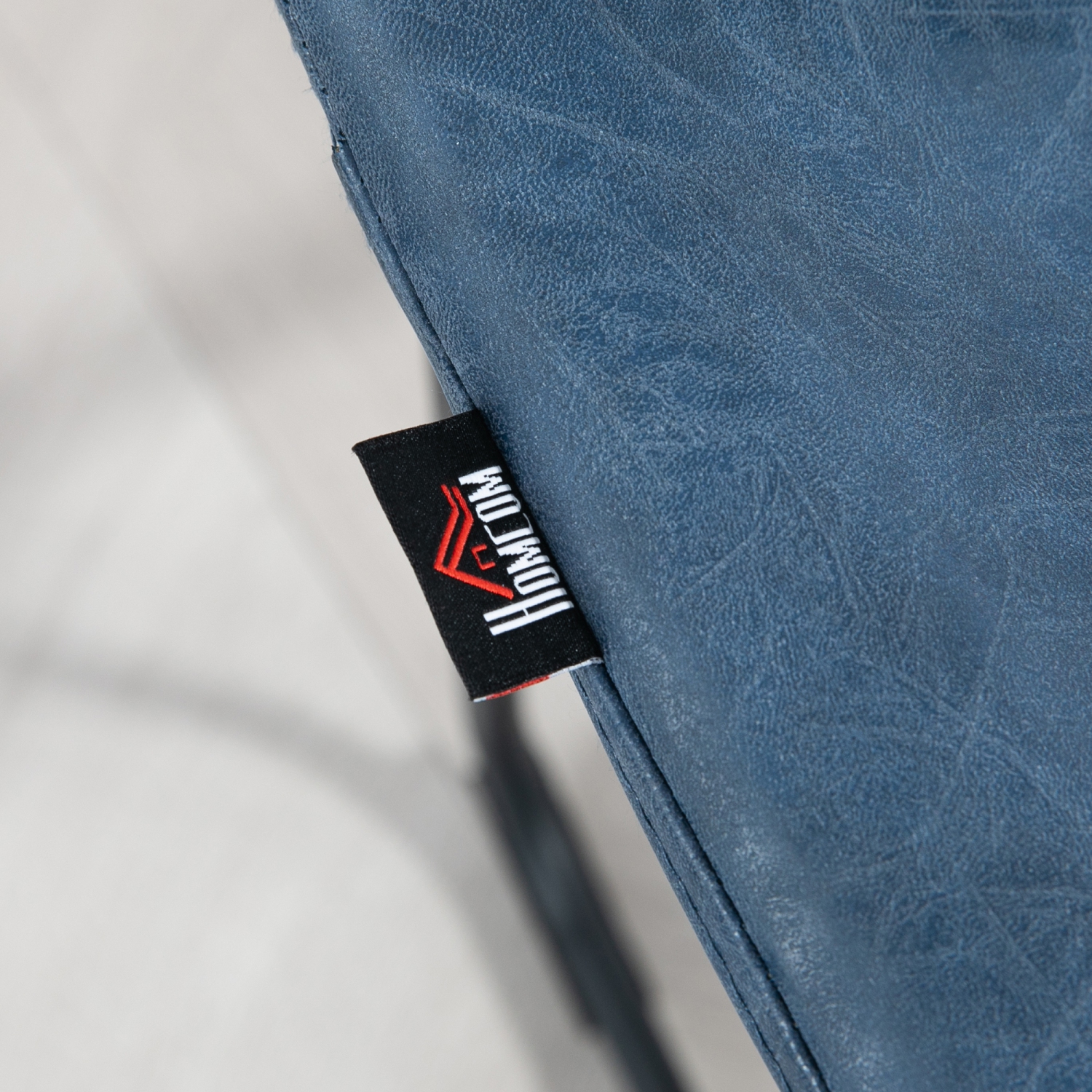 HOMCOM Counter Height Bar Stools Set of 2, Vintage PU Leather Bar Chairs, Kitchen Stools with Footrest for Home Bar, Dark Blue