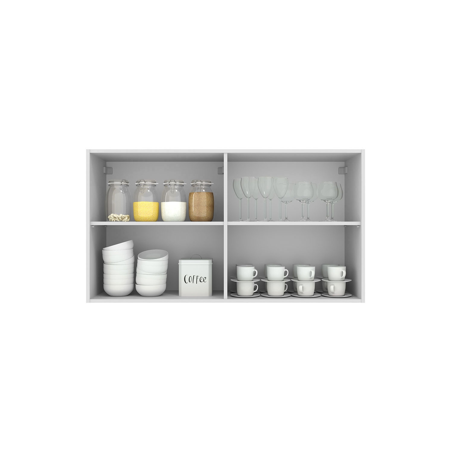 Armoire de rangement murale de cuisine Madesa Hazel avec 2 portes et tablettes Unité de rangement 48&nbsp;po pour garde-manger - Blanc