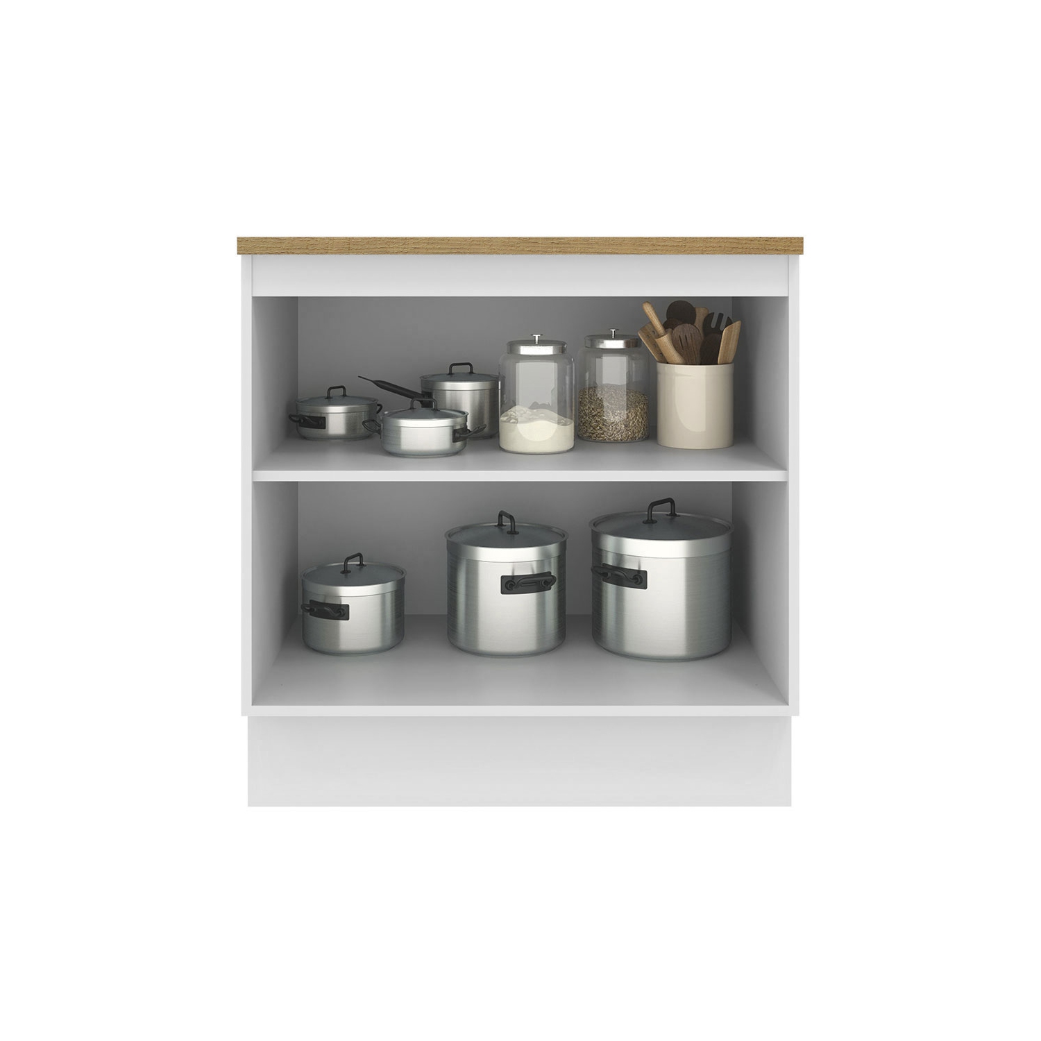 Madesa Hazel Kitchen Base Storage Cabinet with 2 Doors and Shelves 31 Inch Organization Unit for Pantry - White