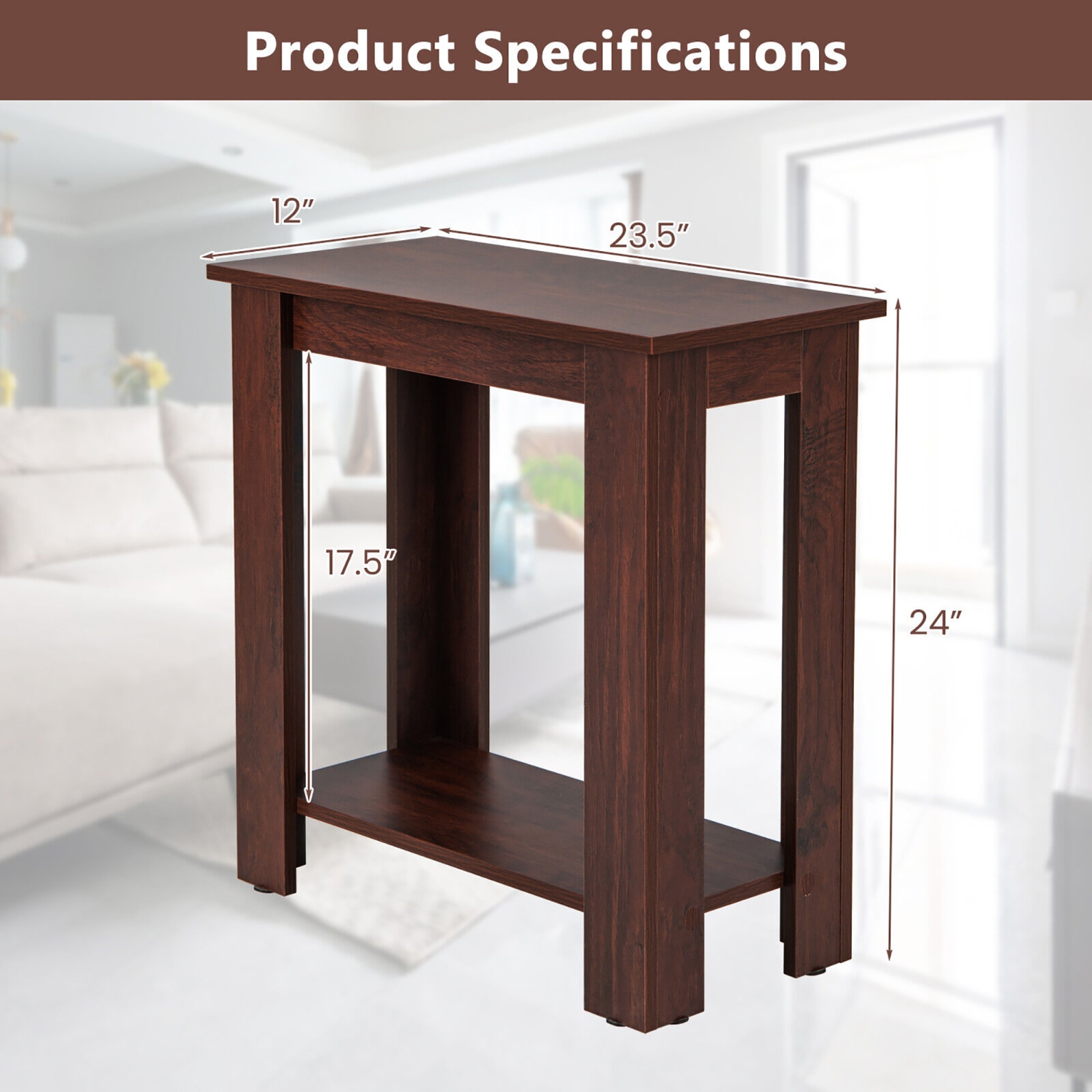 Gymax 2 PCS 2-Tier End Table Modern Sofa Bedside Compact Nightstand w/ Storage Shelf