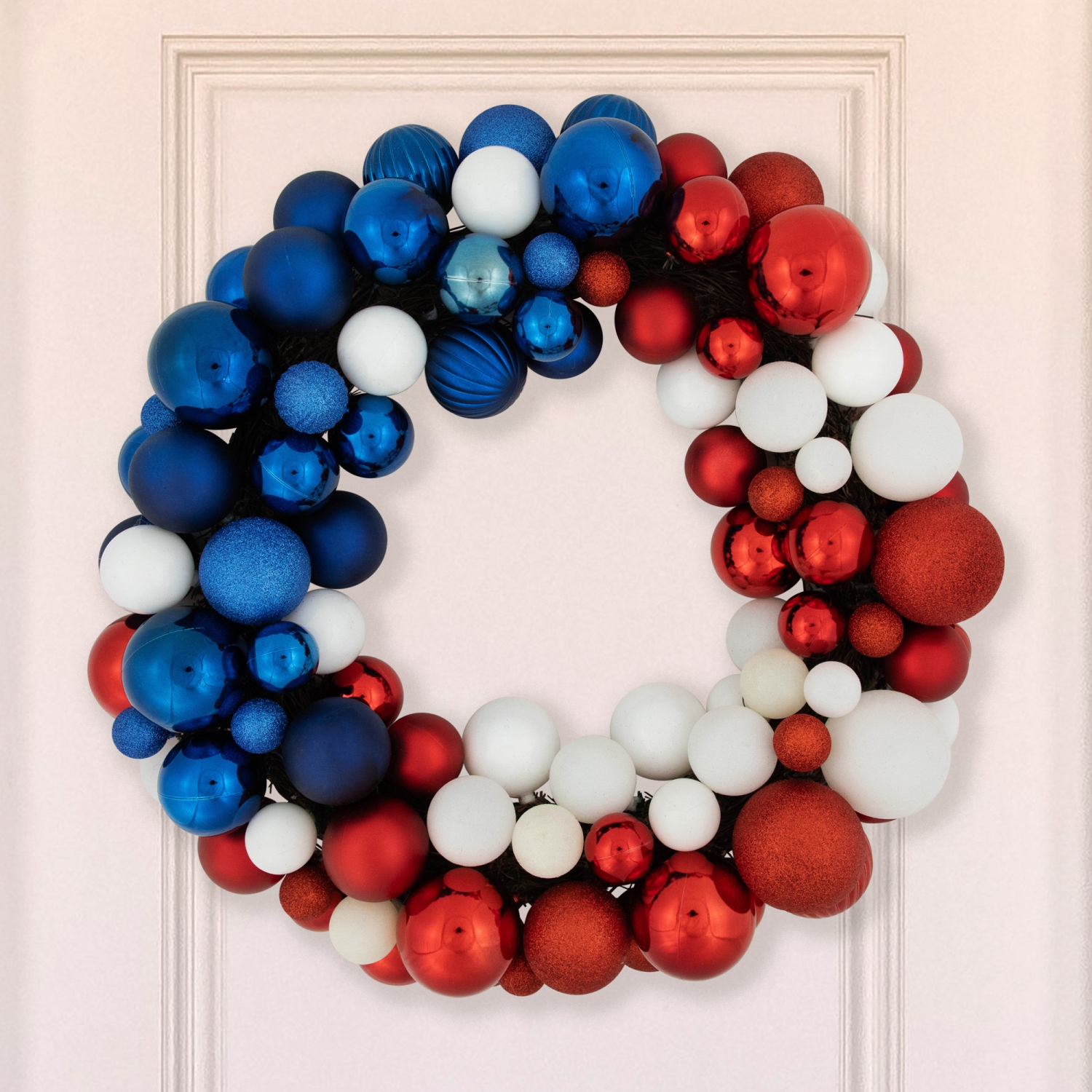 Glittered Patriotic Ornament Wreath - 22" - Red, White and Blue