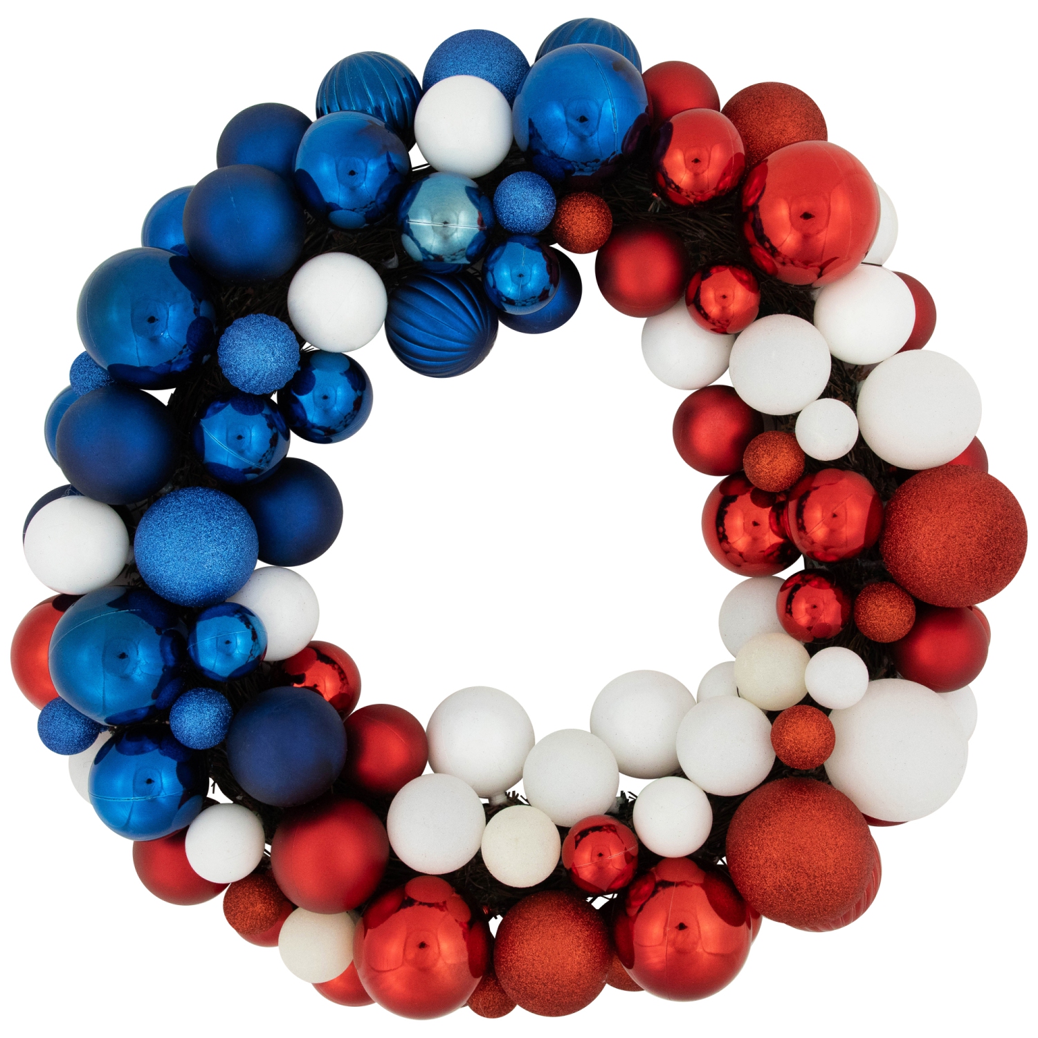 Glittered Patriotic Ornament Wreath - 22" - Red, White and Blue