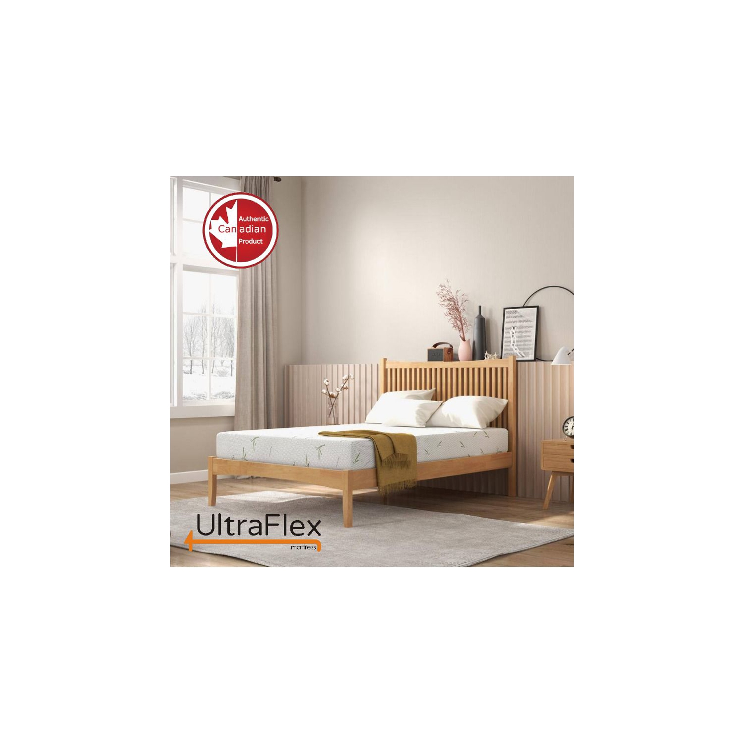 UltraFlex EasySleep Mattress- Canadian-Made Medium Firm Gel Infused Reversible Comfort, Pressure Relief, Bamboo Cover, CertiPUR-US® Certified Foam, Made in Canada- Double/Full Size