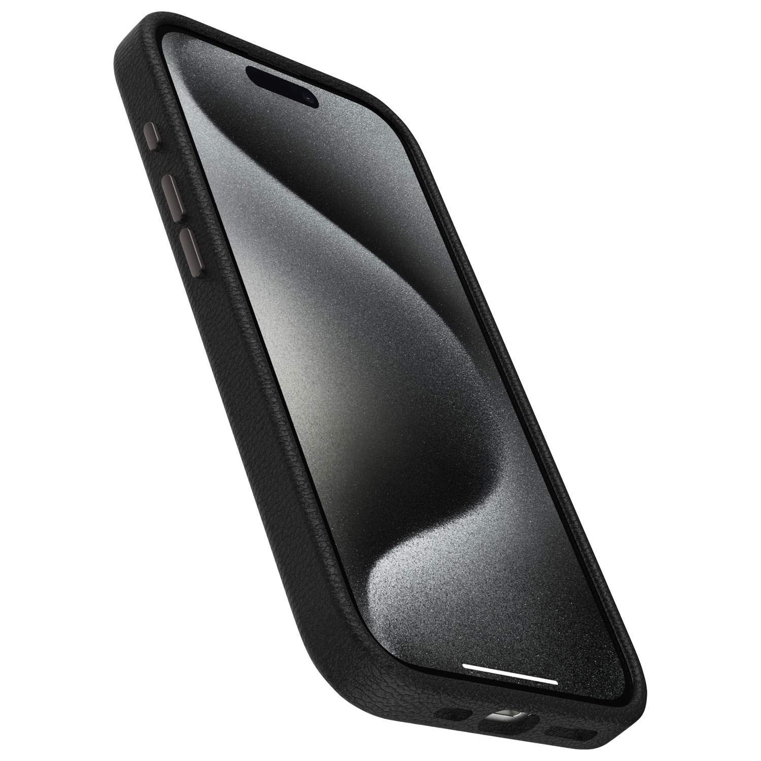 Étui rigide ajusté en cuir de cactus Symmetry d'OtterBox pour iPhone 15 Pro - Noir
