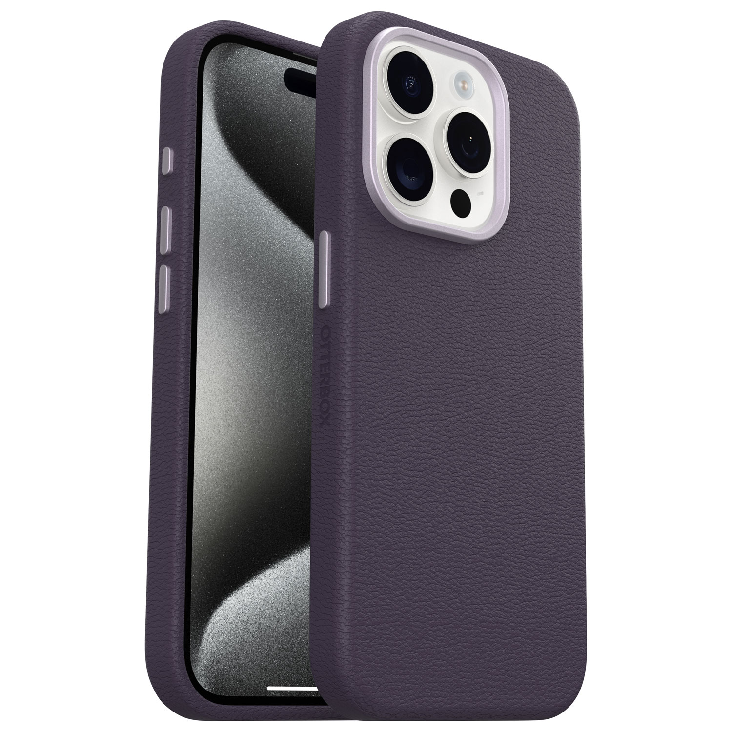 OtterBox Symmetry Cactus Leather Fitted Hard Shell Case for iPhone 15 Pro - Purple