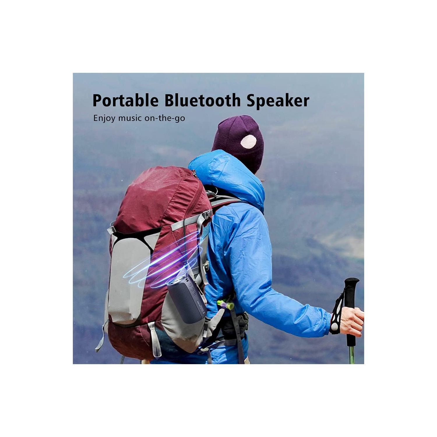 Portable Bluetooth Speaker, Waterproof Speaker, Wireless Speaker IPX5, 12H Playtime, Stereo Pairing, MIC/TF Card/USB/AUX Home/Outdoor/Home Audio Gift