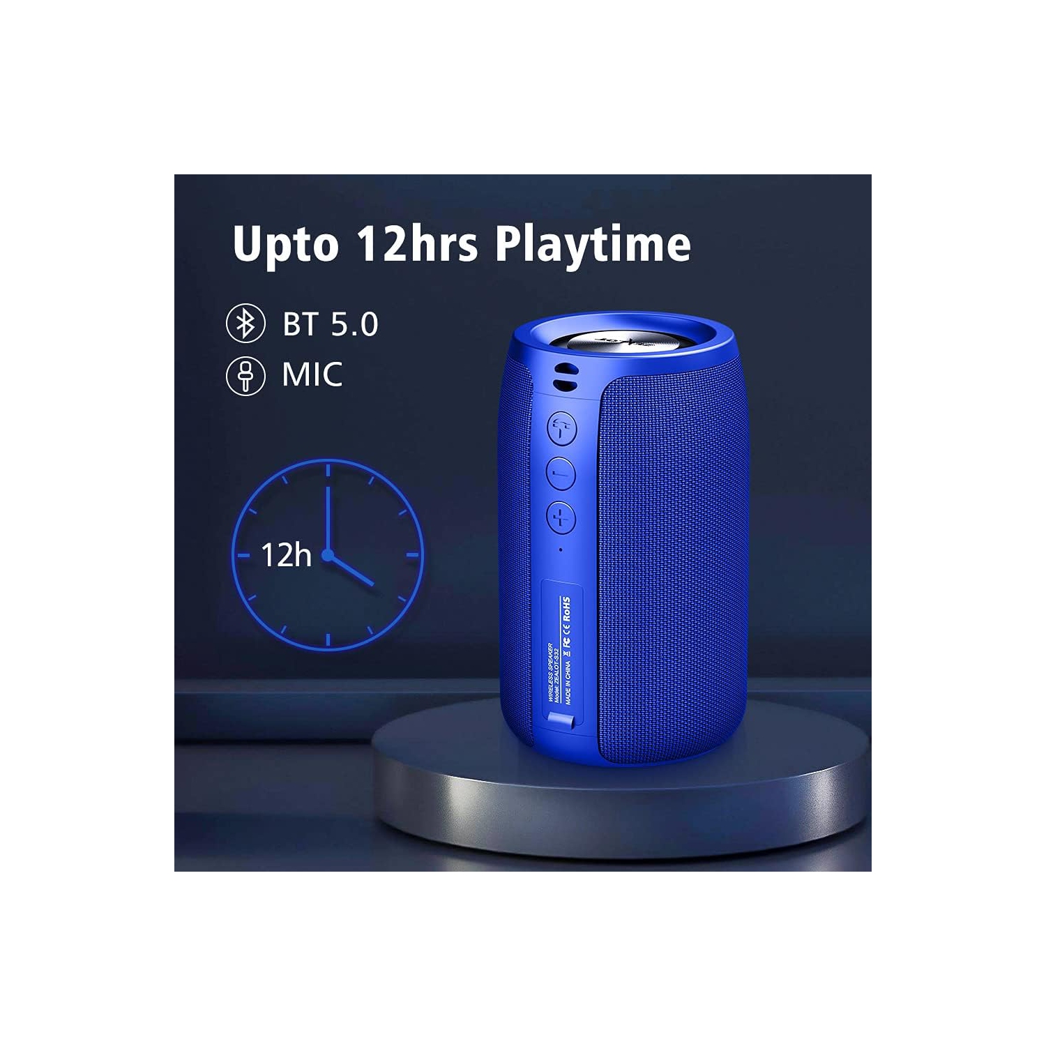 Portable Bluetooth Speaker, Waterproof Speaker, Wireless Speaker IPX5, 12H Playtime, Stereo Pairing, MIC/TF Card/USB/AUX Home/Outdoor/Home Audio Gift