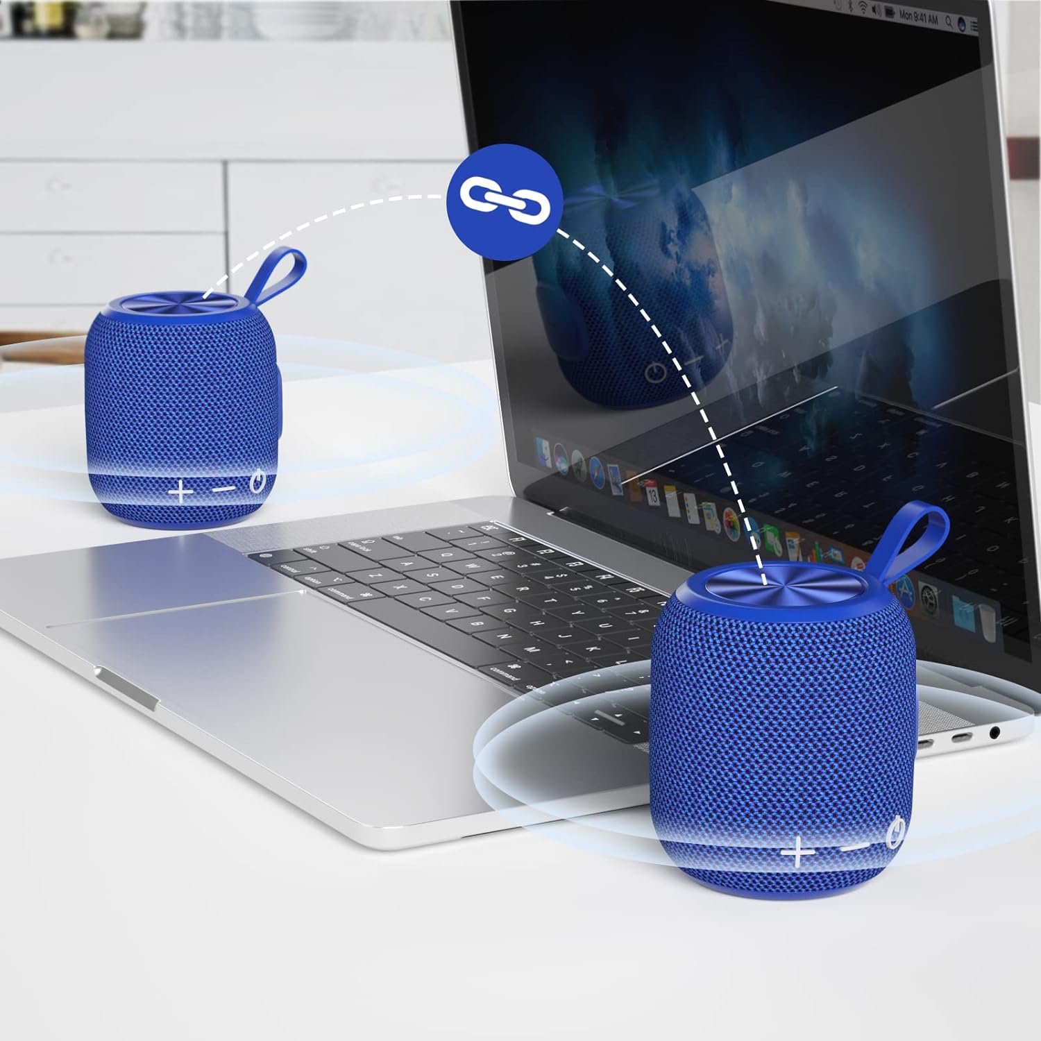 Bluetooth Speaker Wireless Bluetooth 5.0, Mini Portable Speakers 360 HD Surround Sound Stereo IPX7 Waterproof for Inside and Outdoor Speaker Blue