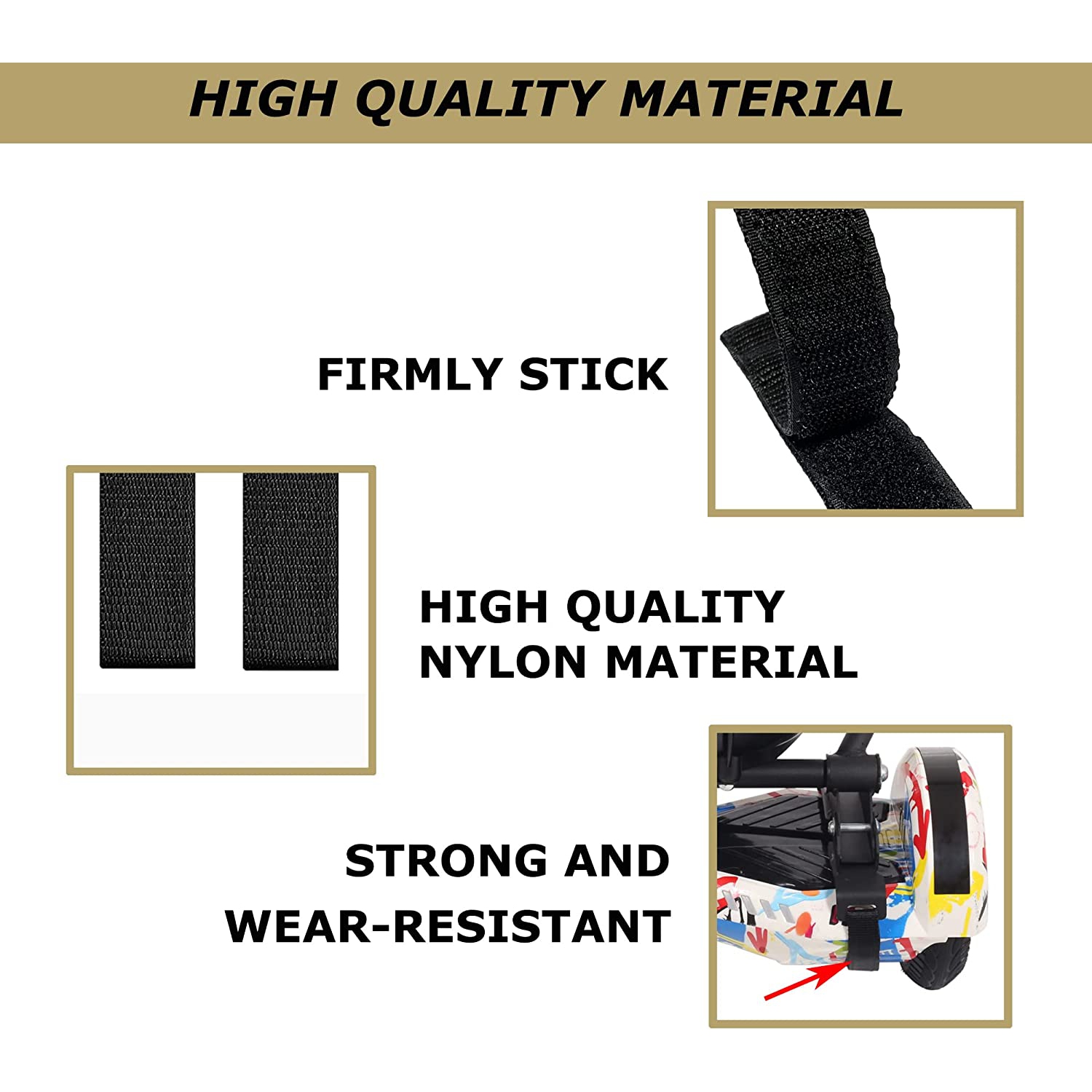 Sangles de fixation de kart réglables WEELMOTION, 6 pièces, sangles de rechange anti-usure améliorées pour fixation de siège de planche gyroscopique,