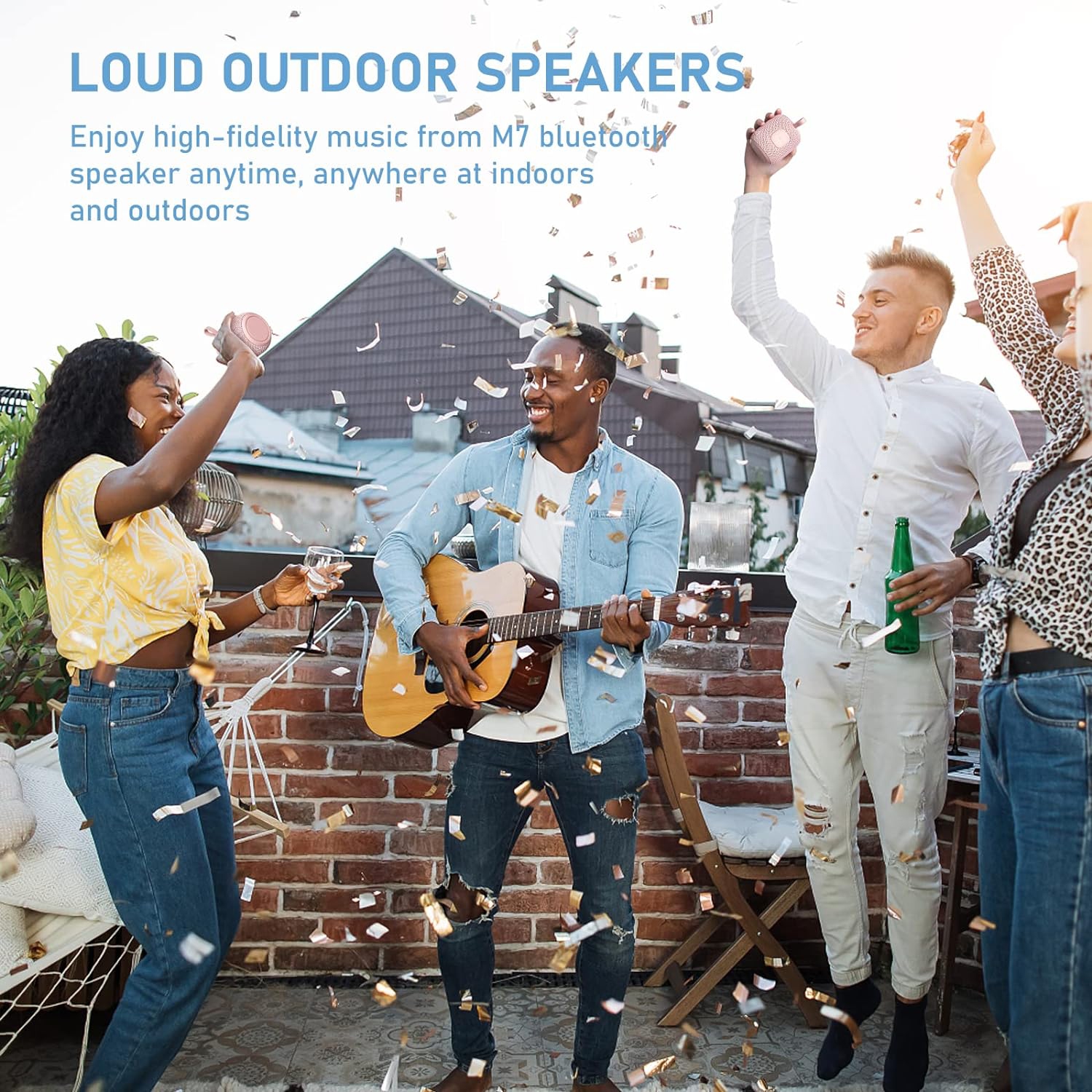 Bluetooth Speaker Wireless Bluetooth 5.0, Mini Portable Speakers 360 HD Surround Sound Stereo IPX7 Waterproof for Inside and Outdoor Speaker Pink