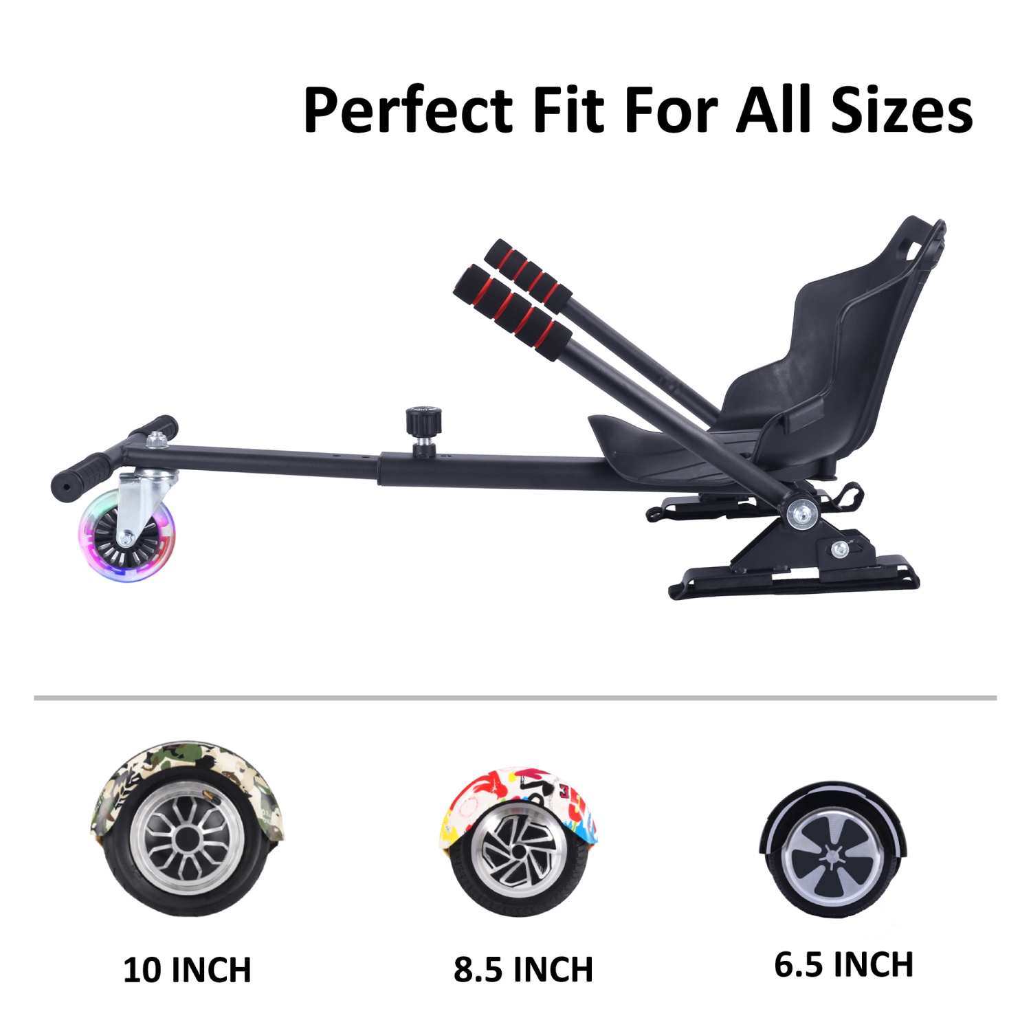 Planche gyroscopique à roue clignotante BIIST à fixer au kart réglable et accessoires de siège pour planche gyroscopique Go Kart pour tous les âges