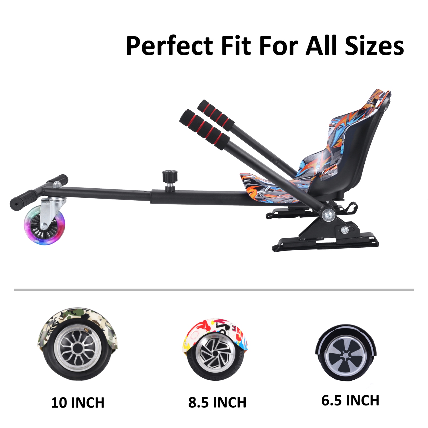 Planche gyroscopique à roue clignotante BIIST, Go Kart Attachment, accessoires de siège de planche volante Go Kart réglables, pour tous les âges,