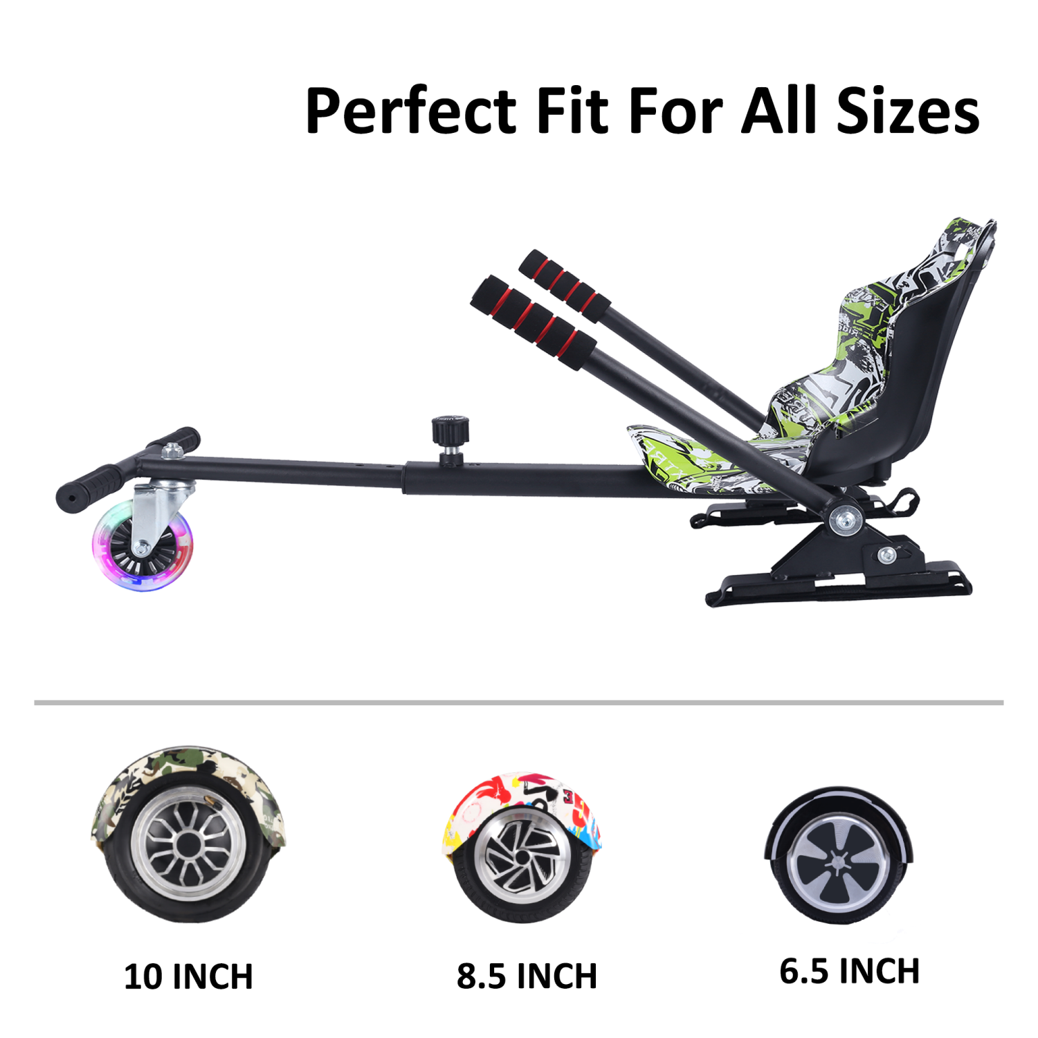 Planche gyroscopique à roue clignotante BIIST, Go Kart Attachment, accessoires de siège réglables Go Kart pour planche gyroscopique de tous les âges,