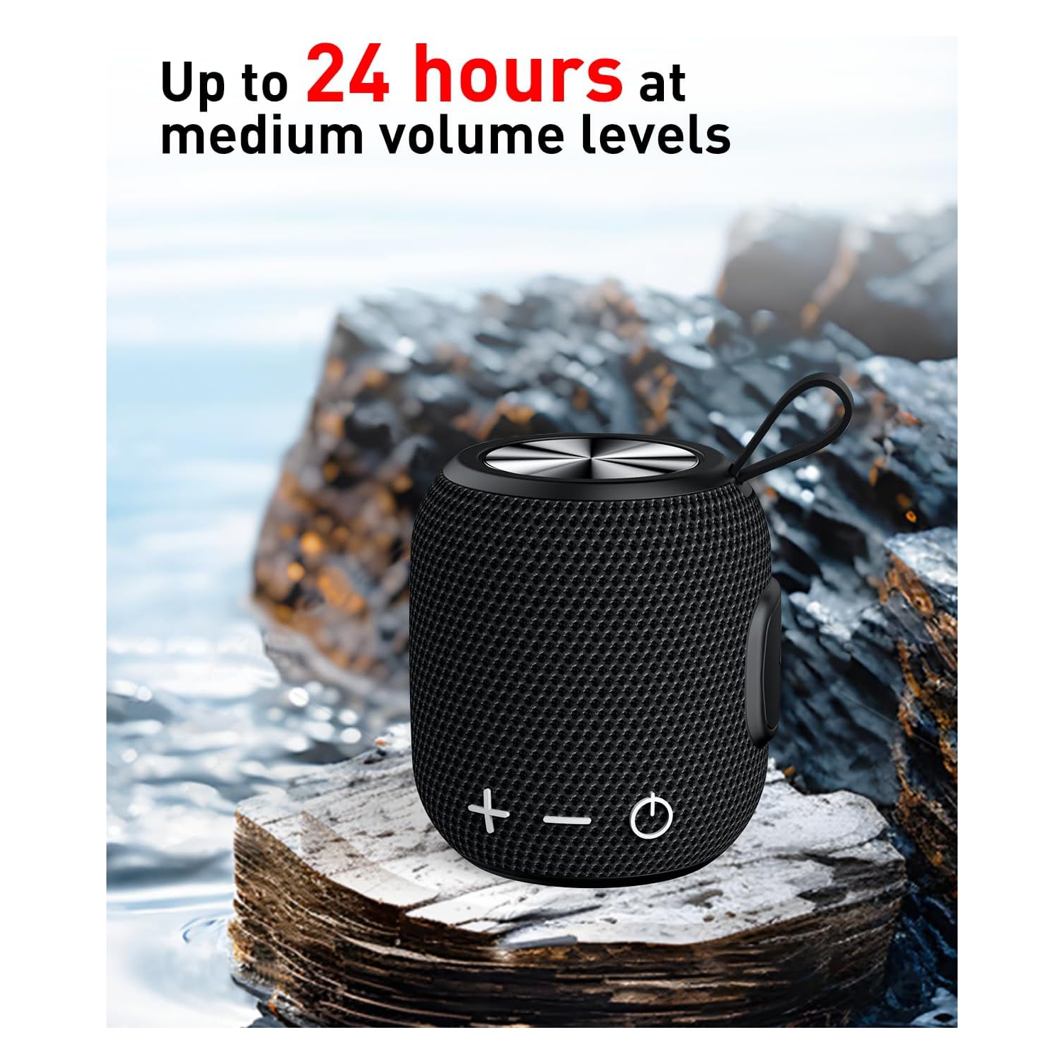 Bluetooth Speaker Wireless Bluetooth 5.0, Mini Portable Speakers 360 HD Surround Sound Stereo IPX7 Waterproof for Inside and Outdoor Speaker Black