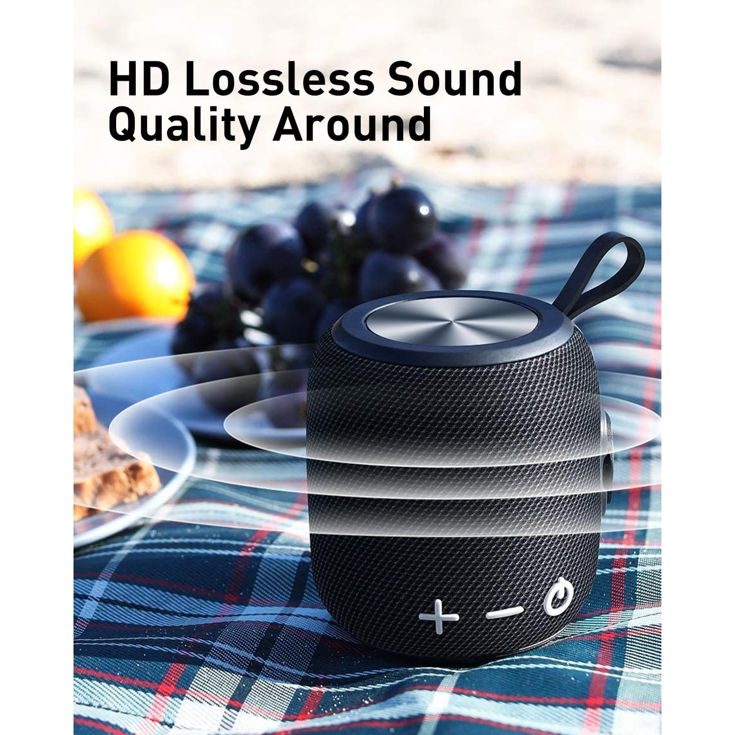 Bluetooth Speaker Wireless Bluetooth 5.0, Mini Portable Speakers 360 HD Surround Sound Stereo IPX7 Waterproof for Inside and Outdoor Speaker Black
