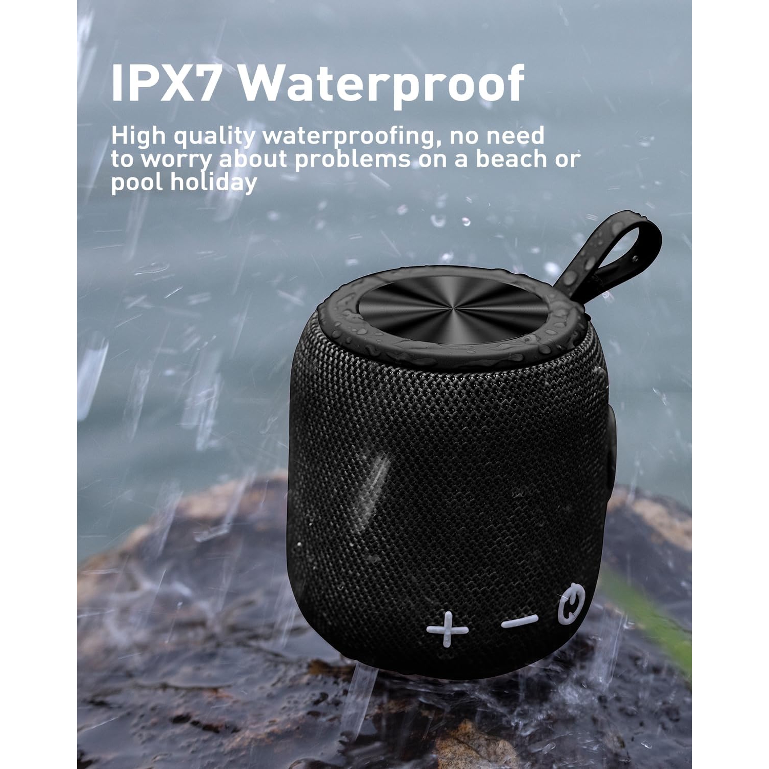 Bluetooth Speaker Wireless Bluetooth 5.0, Mini Portable Speakers 360 HD Surround Sound Stereo IPX7 Waterproof for Inside and Outdoor Speaker Black