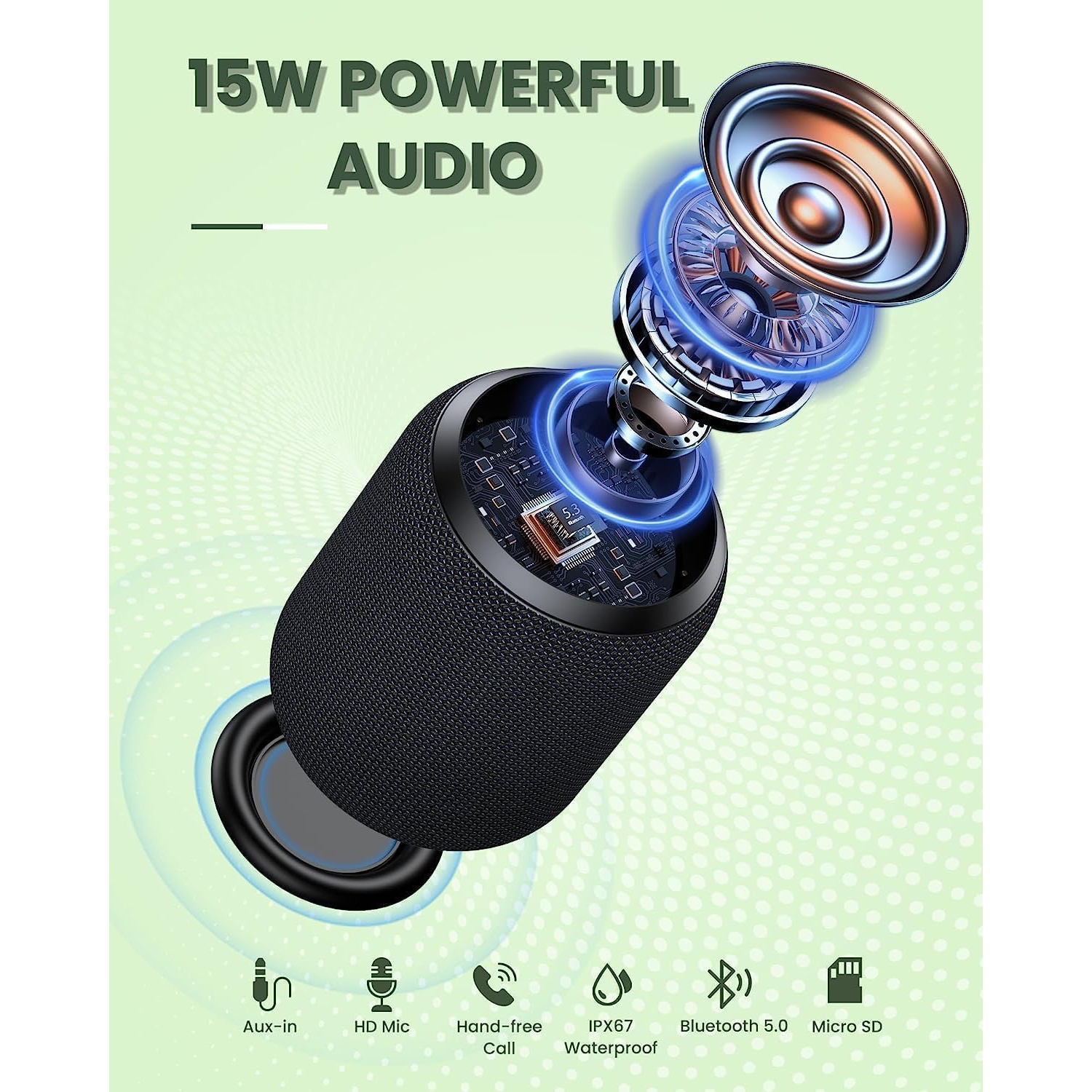 Bluetooth Speakers,Portable Wireless Speaker with 15W Stereo Sound, IPX6 Waterproof Shower Speaker, TWS, Portable Speaker for Party Beach Camping