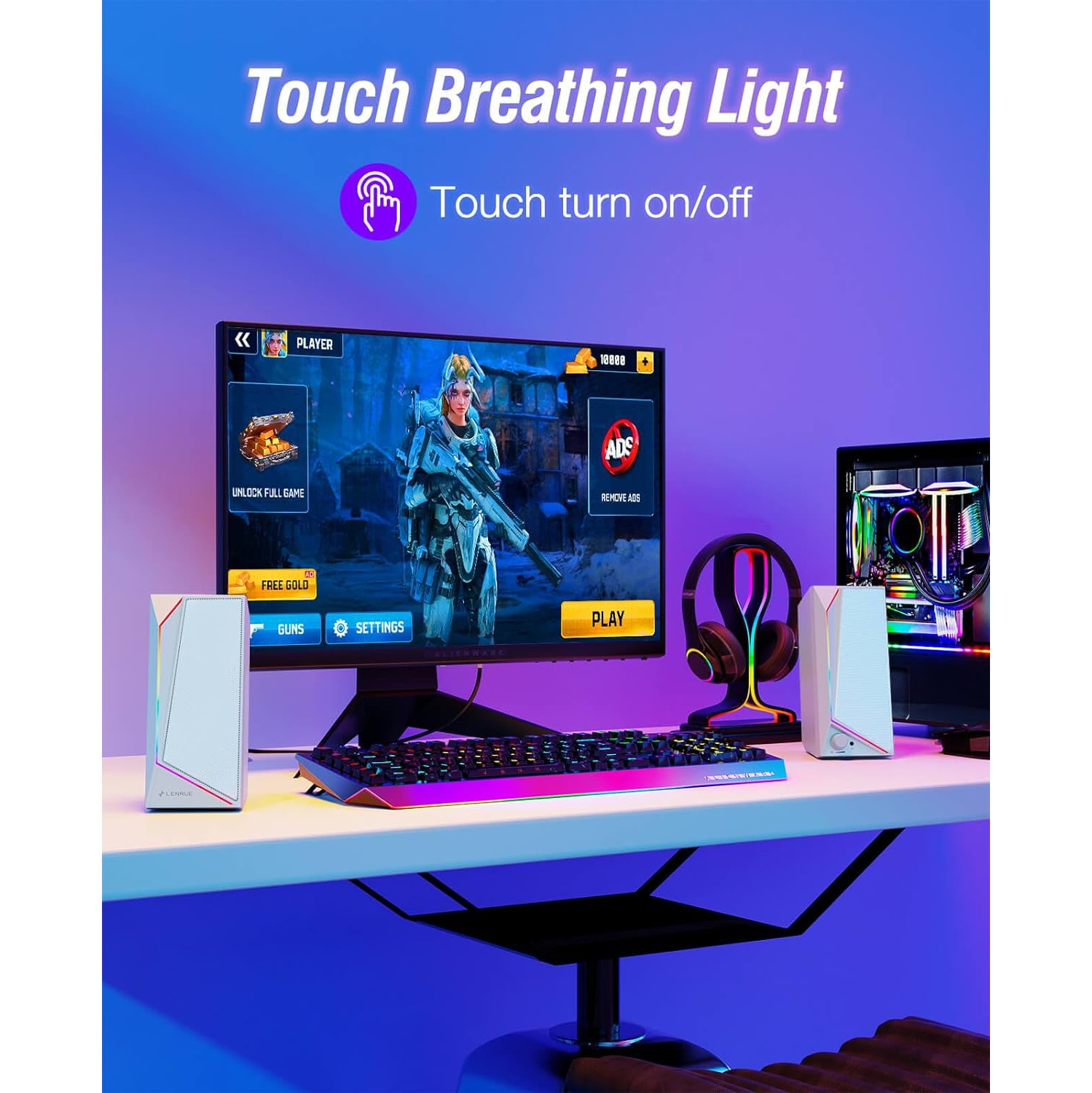 USB/USB-C Powered PC Speakers, Computer Speakers with Loud Stereo Sound for Desktop Monitor, Headphone-in for Desktop, MacBook, iMac, Laptop, Monitor