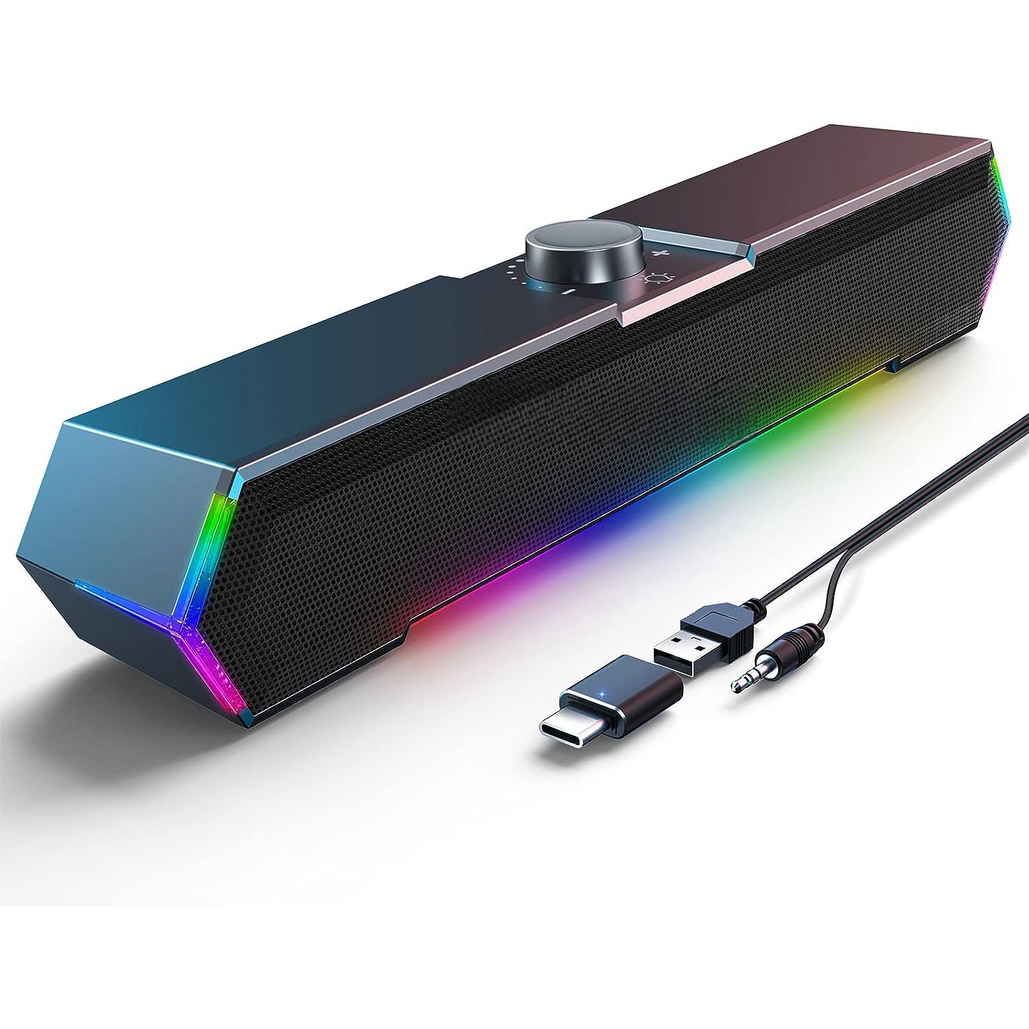 Touch Lights PC Speakers with Surge Clear Sound, Computer Speakers for Desktop, USB C/USB Powered for Computer Desktop PC Laptop Monitor Black