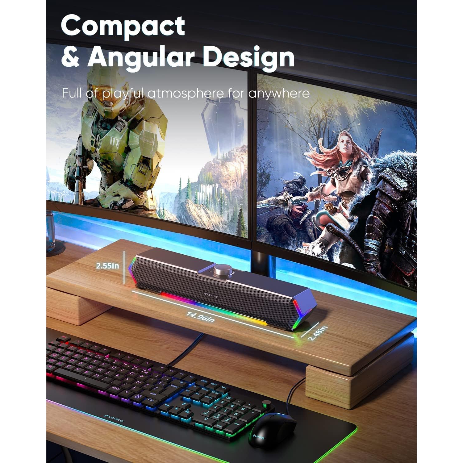 Touch Lights PC Speakers with Surge Clear Sound, Computer Speakers for Desktop, USB C/USB Powered for Computer Desktop PC Laptop Monitor Black