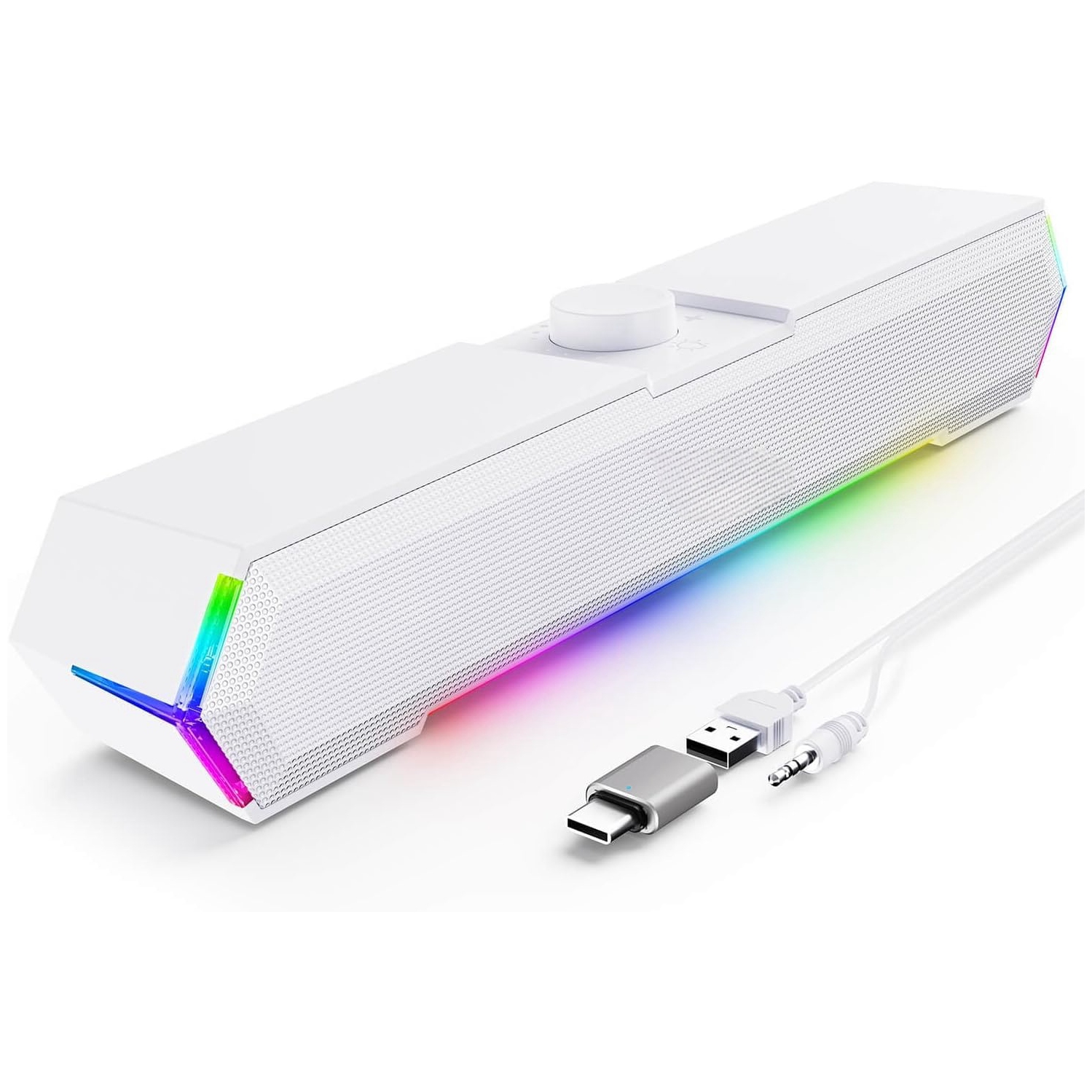 Computer Speakers for Desktop, Touch Lights PC Speakers with Surge Clear Sound, USB C/USB Powered for Computer Desktop PC Laptop Monitor White