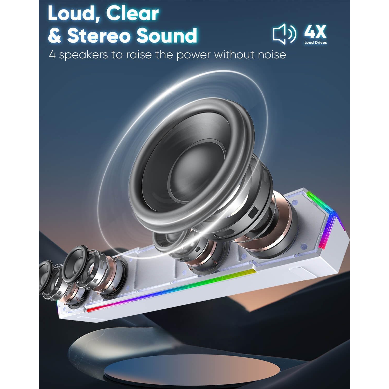 Computer Speakers for Desktop, Touch Lights PC Speakers with Surge Clear Sound, USB C/USB Powered for Computer Desktop PC Laptop Monitor White