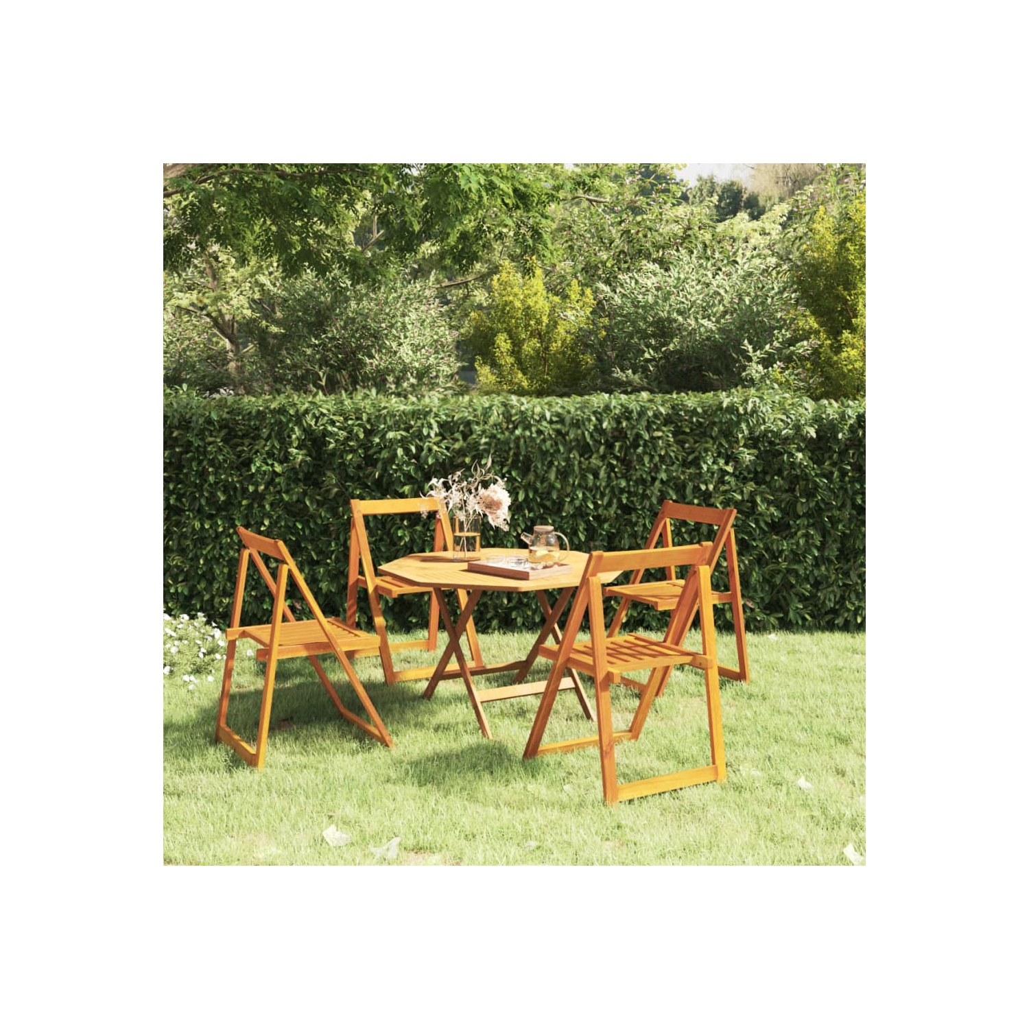 vidaXL Folding Garden Chairs 4 pcs Solid Wood Acacia