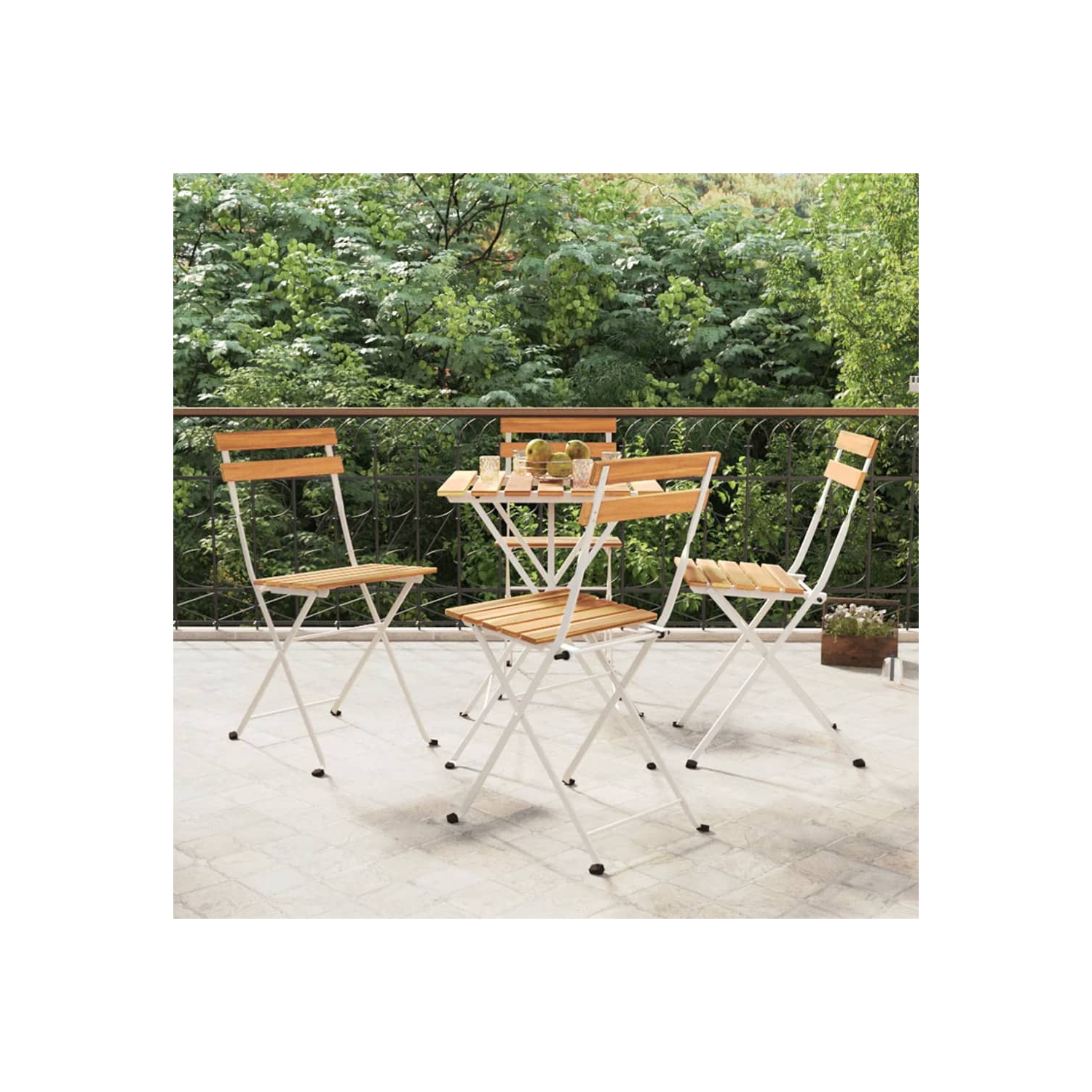 vidaXL Folding Bistro Chairs 4 pcs Solid Wood Acacia and Steel