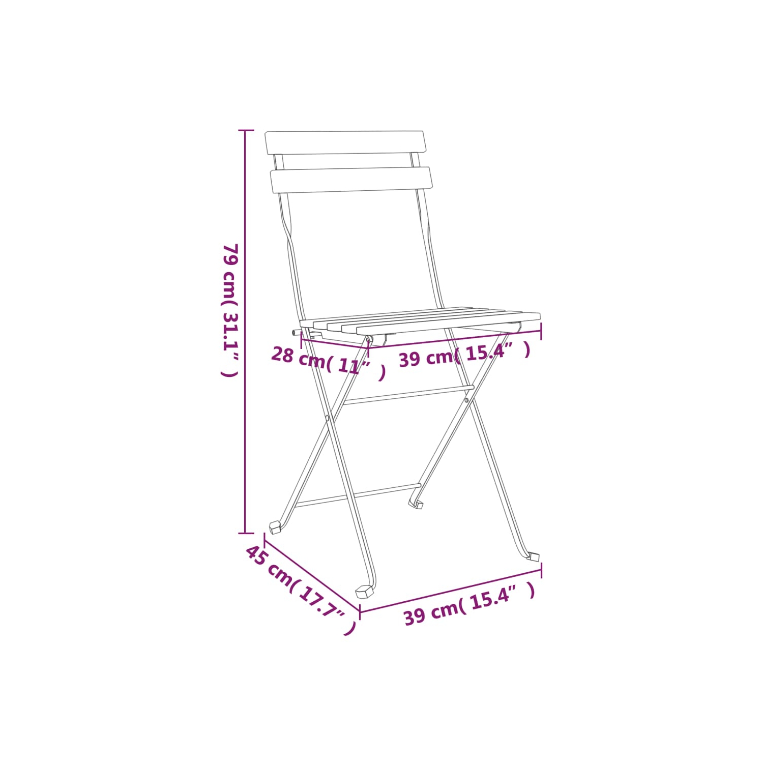 vidaXL Folding Bistro Chairs 4 pcs Solid Wood Acacia and Steel