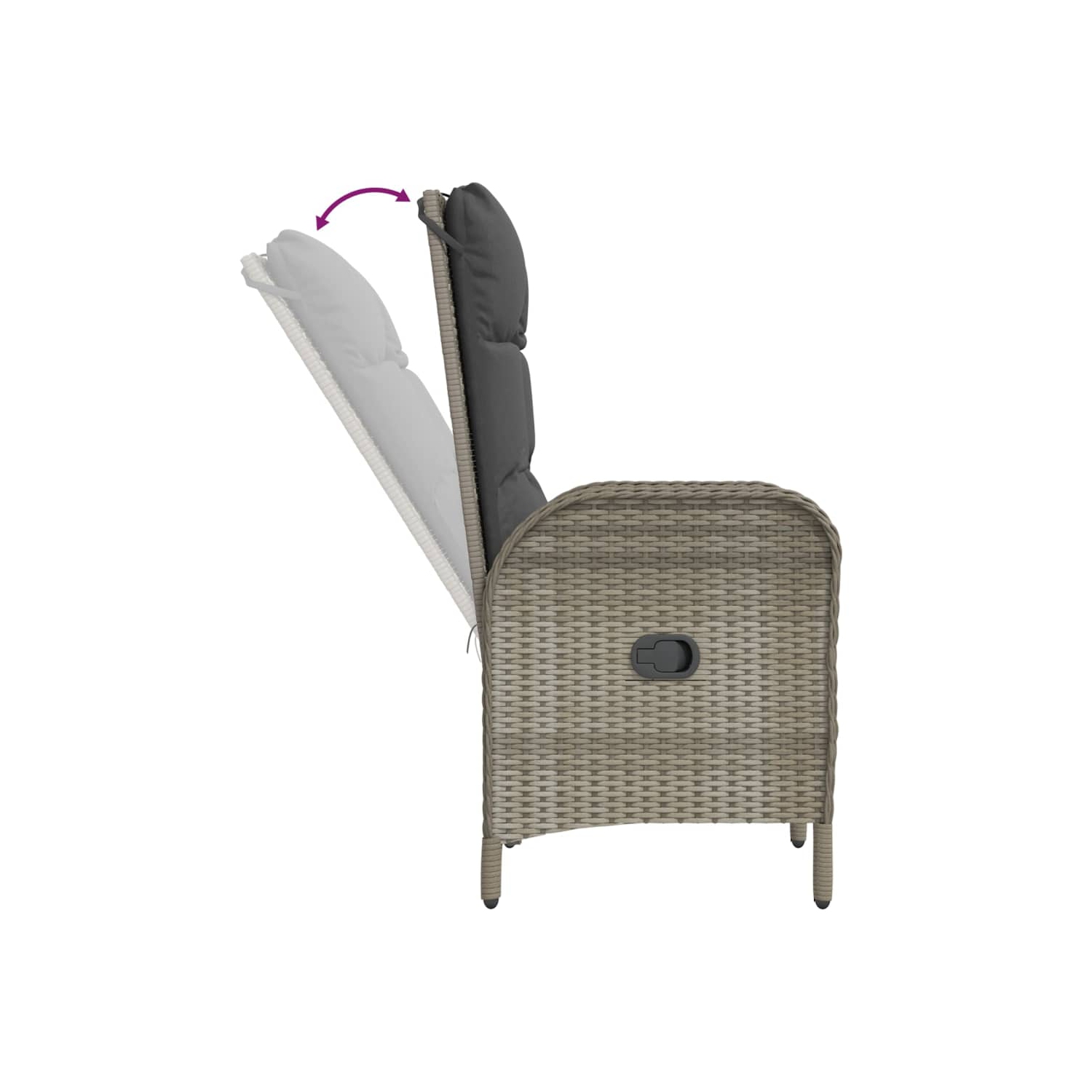 Chaises d'extérieur 2 pièces en poly rotin gris