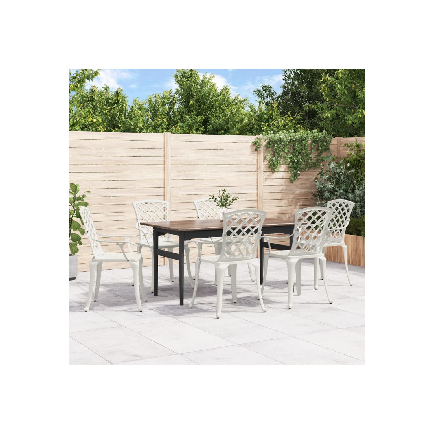 vidaXL Garden Chairs 6 pcs Cast Aluminium White