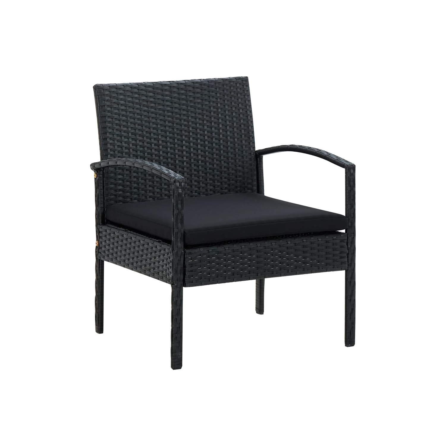 vidaXL Garden Chair with Cushion Poly Rattan Black