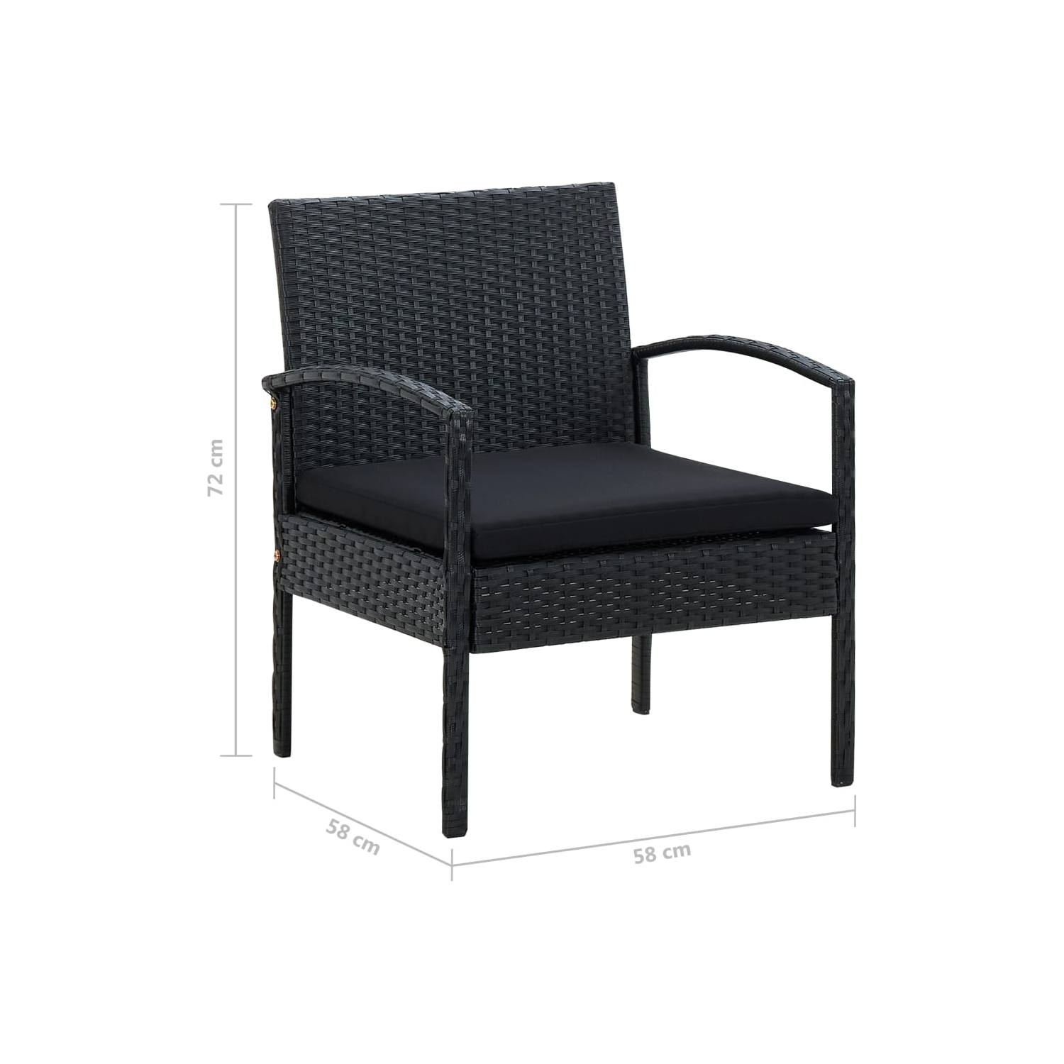 vidaXL Garden Chair with Cushion Poly Rattan Black