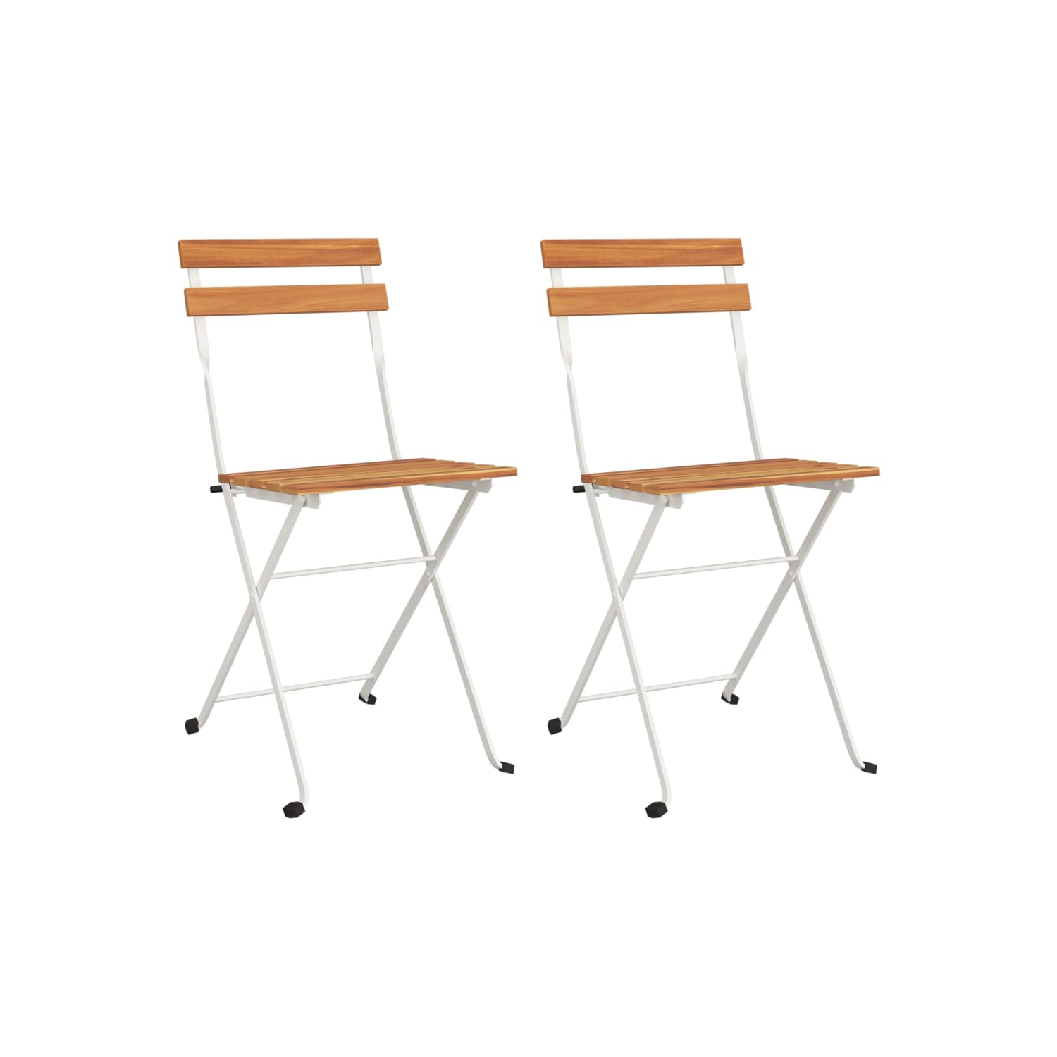 vidaXL Folding Bistro Chairs 2 pcs Solid Wood Acacia and Steel
