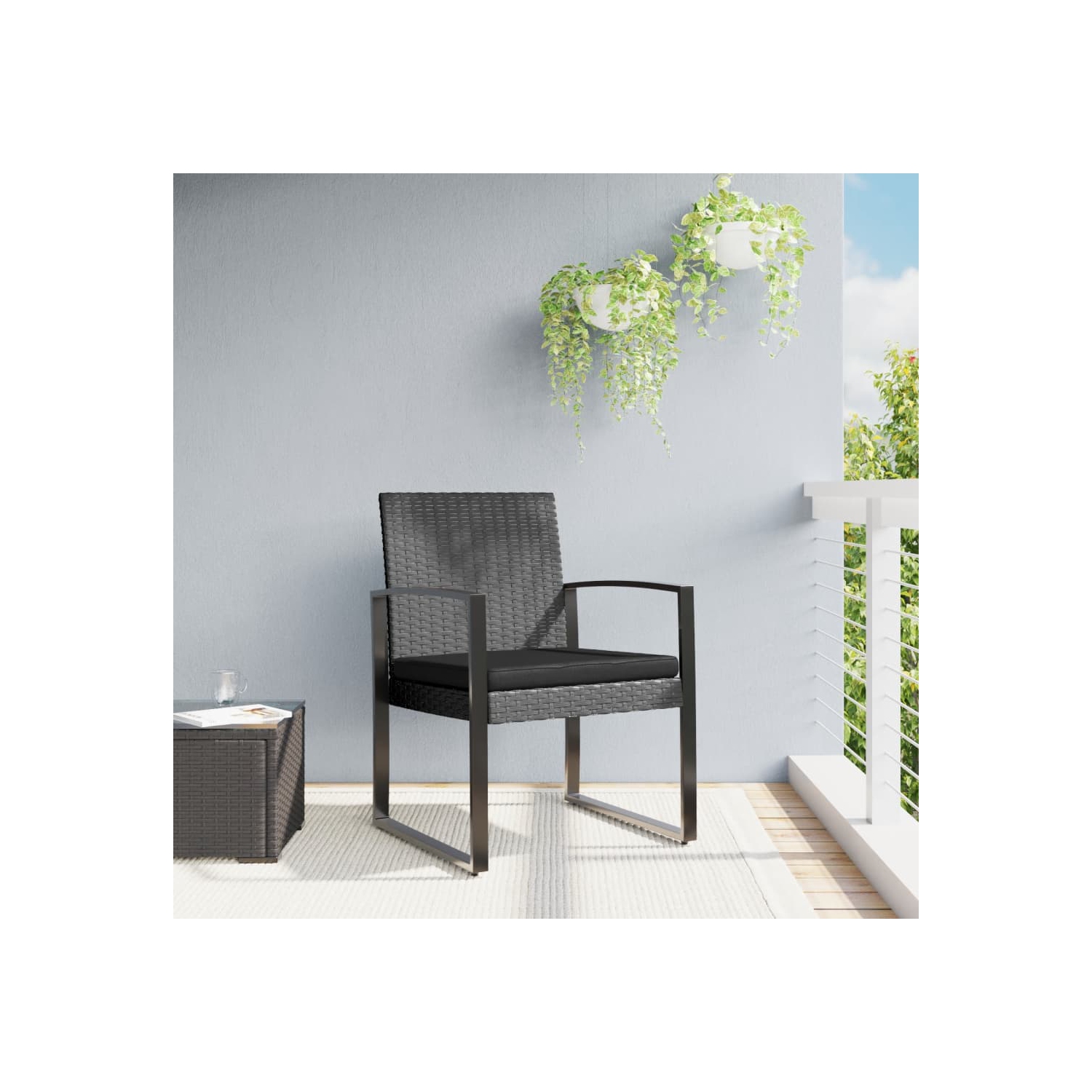 vidaXL Garden Dining Chairs 2 pcs Dark Grey PP Rattan