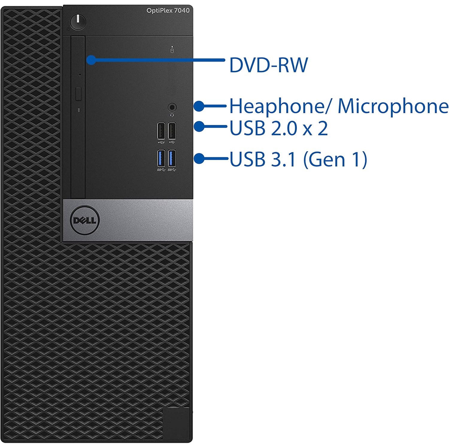 Refurbished Dell OptiPlex 7040, Tower Intel HD Graphics 530,i7-6700, 16GB, 256GB, PCIe, 2 Years Warranty, 100715-20966