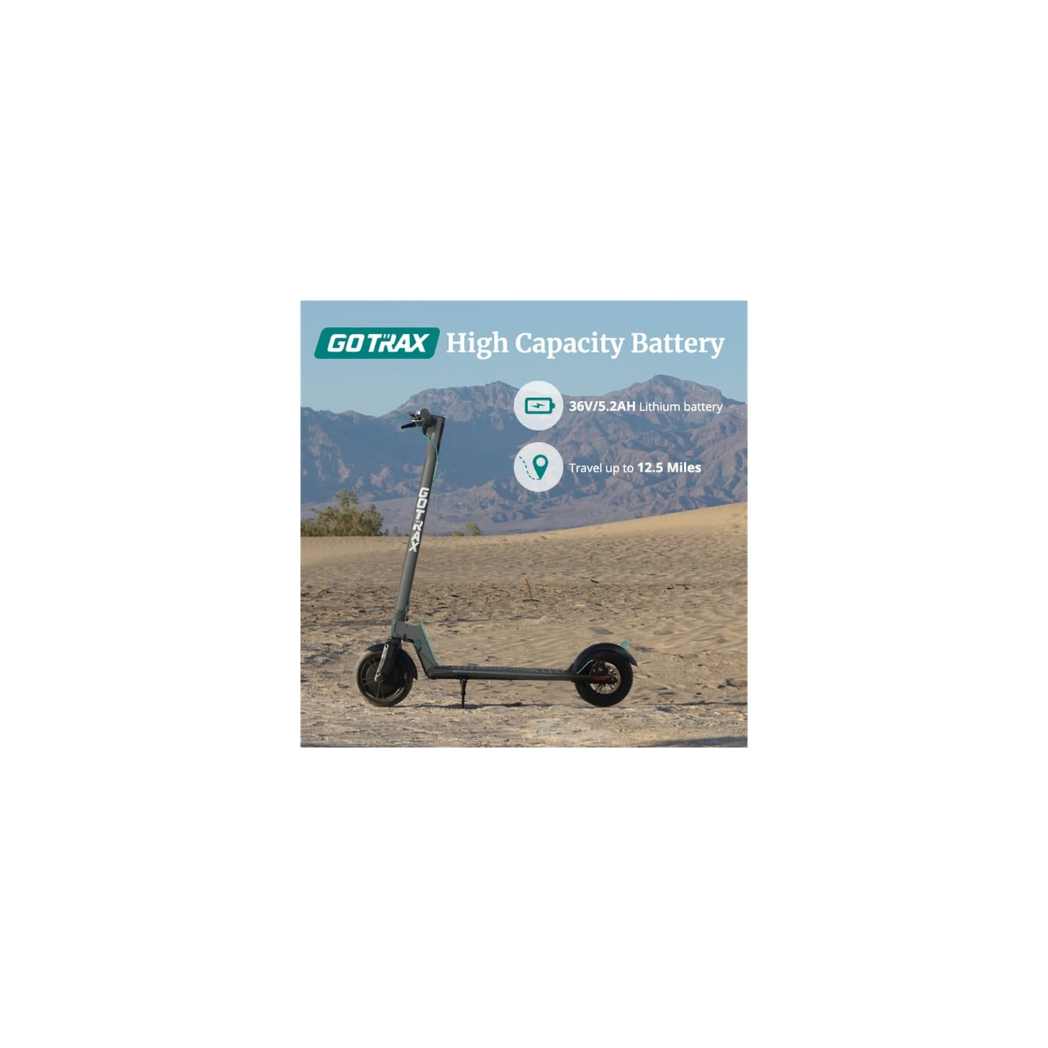 Trottinette électrique Rival de GOTRAX, pneu pneumatique de 8,5 po, autonomie maximale de 19&nbsp;km et 25kph vitesses, trottinette pliable