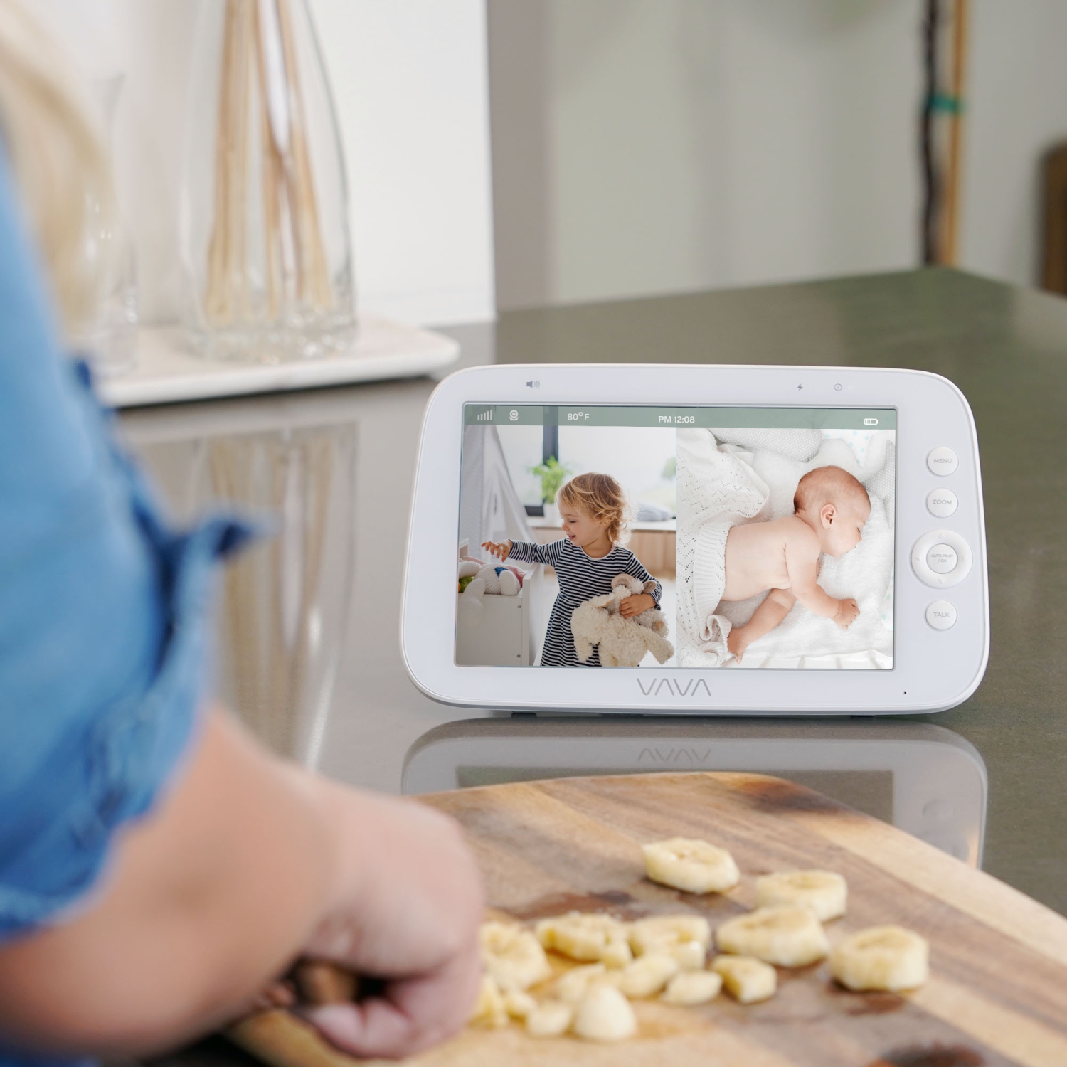 VAVA 8" 1080P HD Video Baby Monitor Split View, Night Vision, Zoom/Pan/Tilt & 2-Way Audio