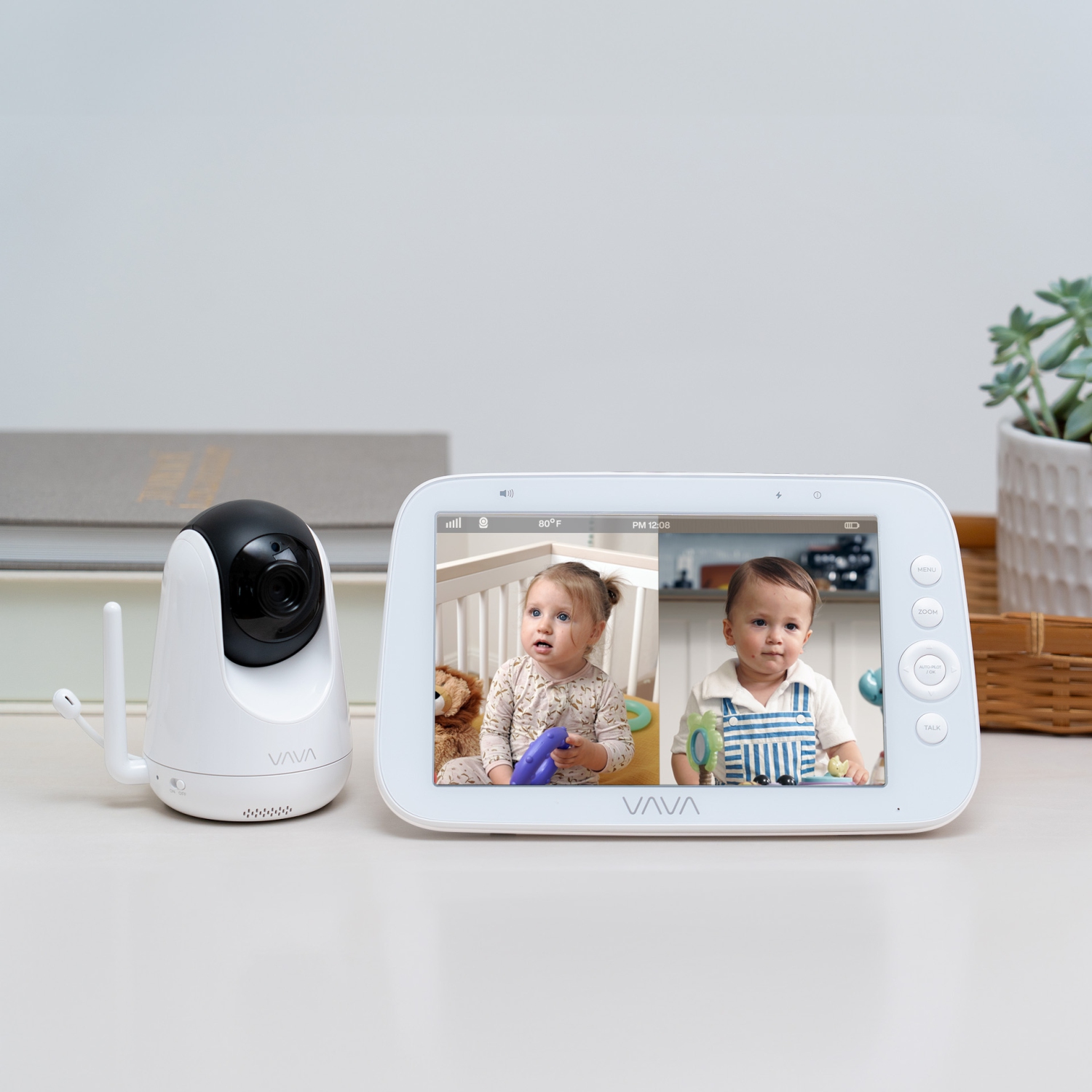 VAVA 8" 1080P HD Video Baby Monitor Split View, Night Vision, Zoom/Pan/Tilt & 2-Way Audio
