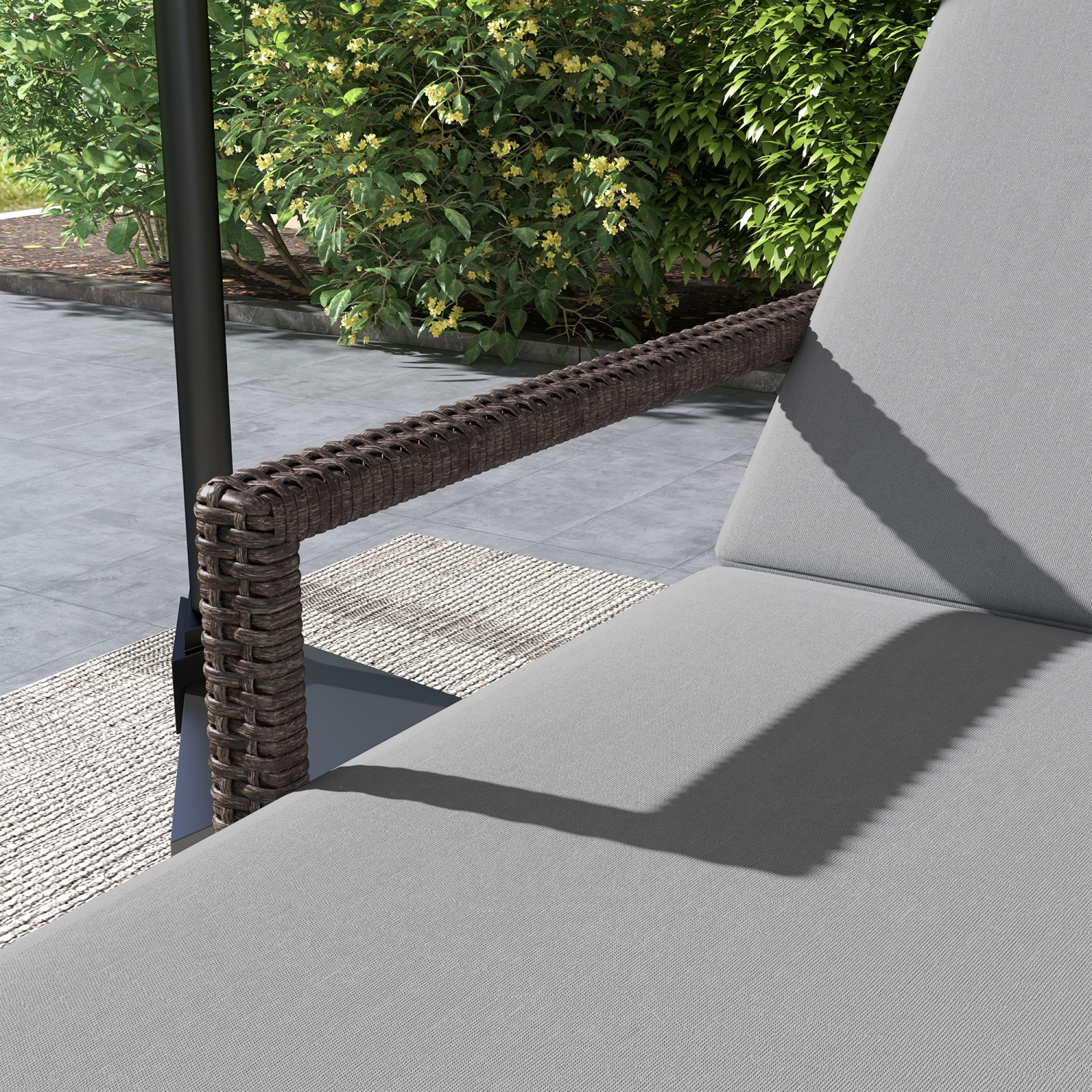 Outsunny – Chaise longue d’extérieur en osier de 2 pièces, chaise longue en rotin, fauteuil de jardin inclinable avec dossier réglable à 5 niveaux et