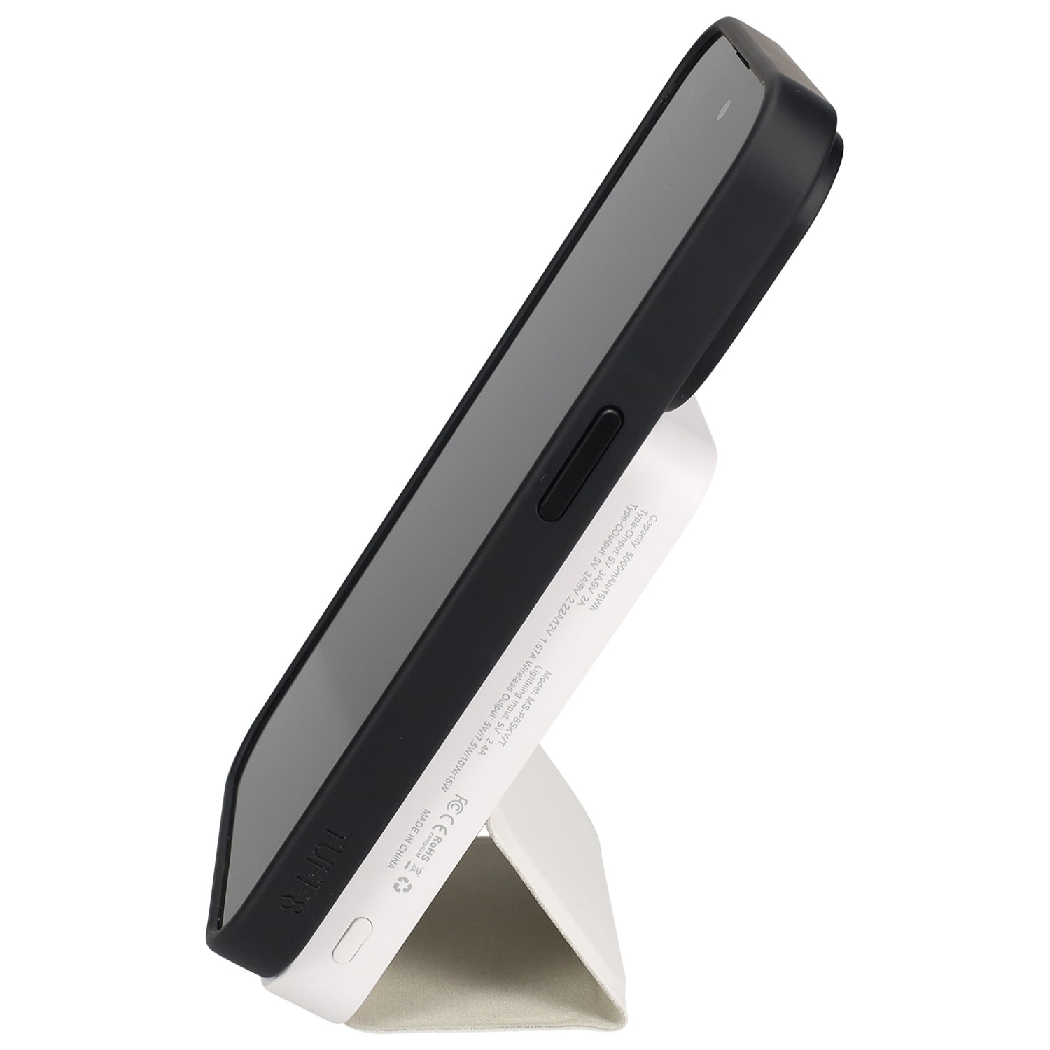 Chargeur portable sans fil 15 W 5000 mAh avec support de LBT - Blanc