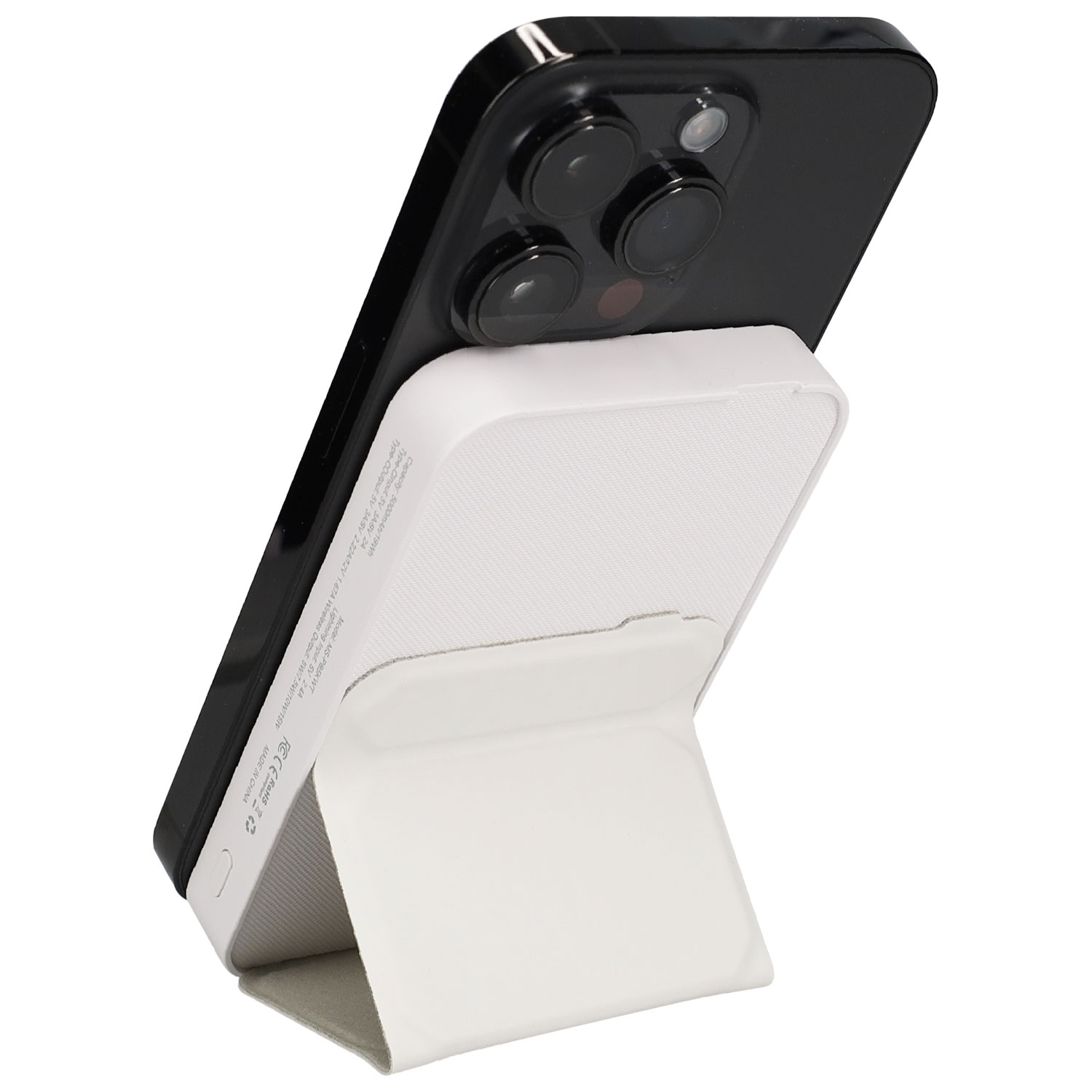 Chargeur portable sans fil 15 W 5000 mAh avec support de LBT - Blanc