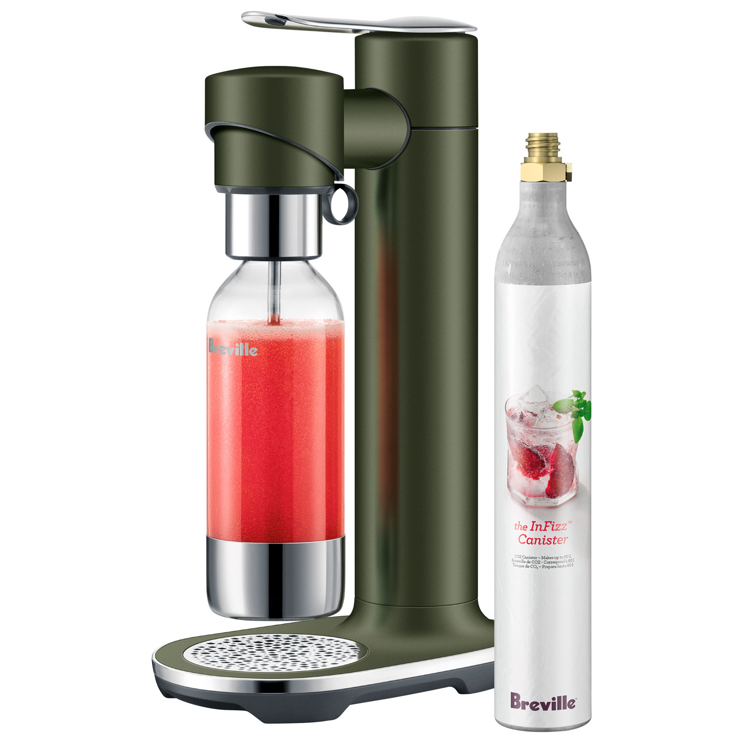 Breville InFizz Fusion 1L Soda Machine with FusionCap & Co2 Canister - Olive Tapenade