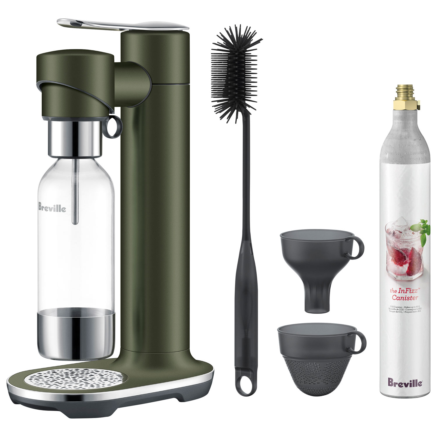 Breville InFizz Fusion 1L Soda Machine with FusionCap & Co2 Canister - Olive Tapenade