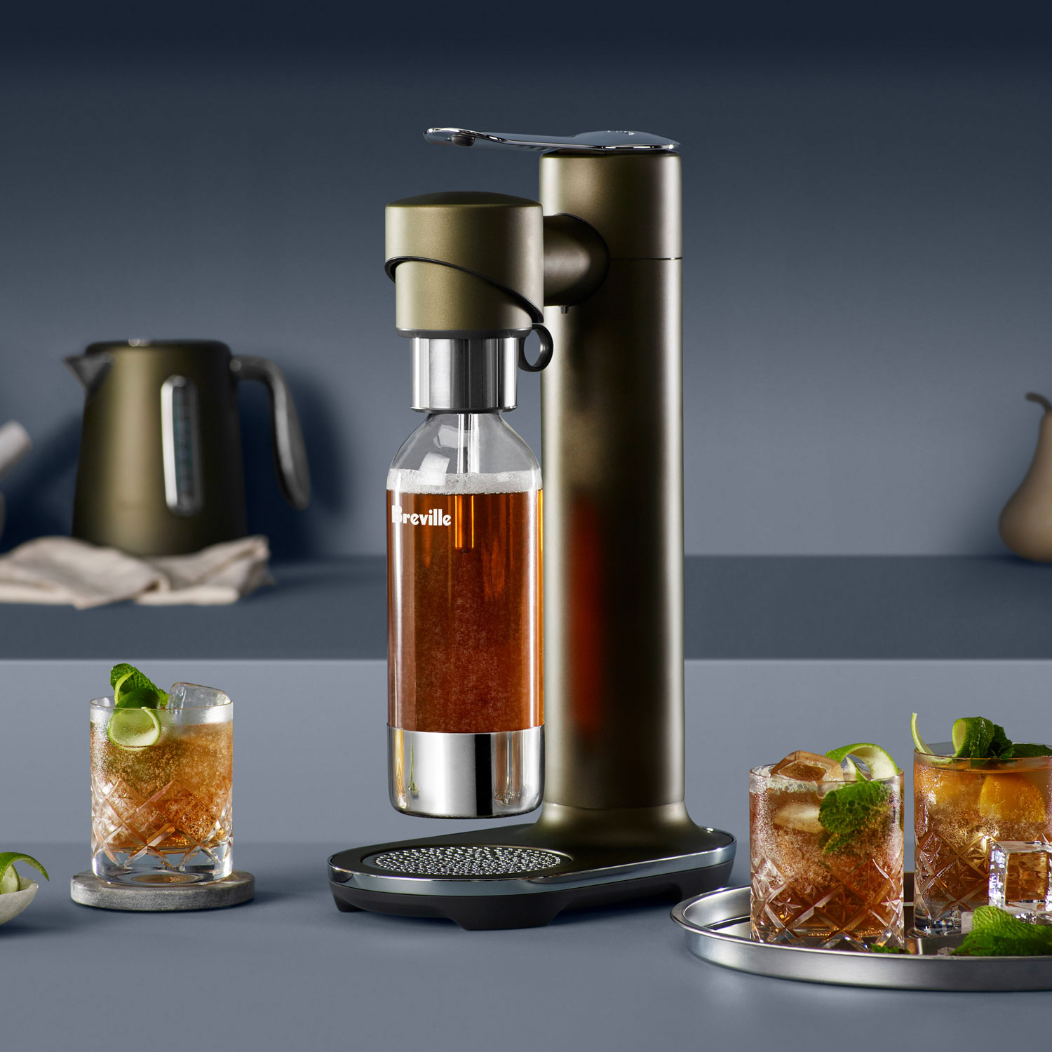 Breville InFizz Fusion 1L Soda Machine with FusionCap & Co2 Canister - Olive Tapenade