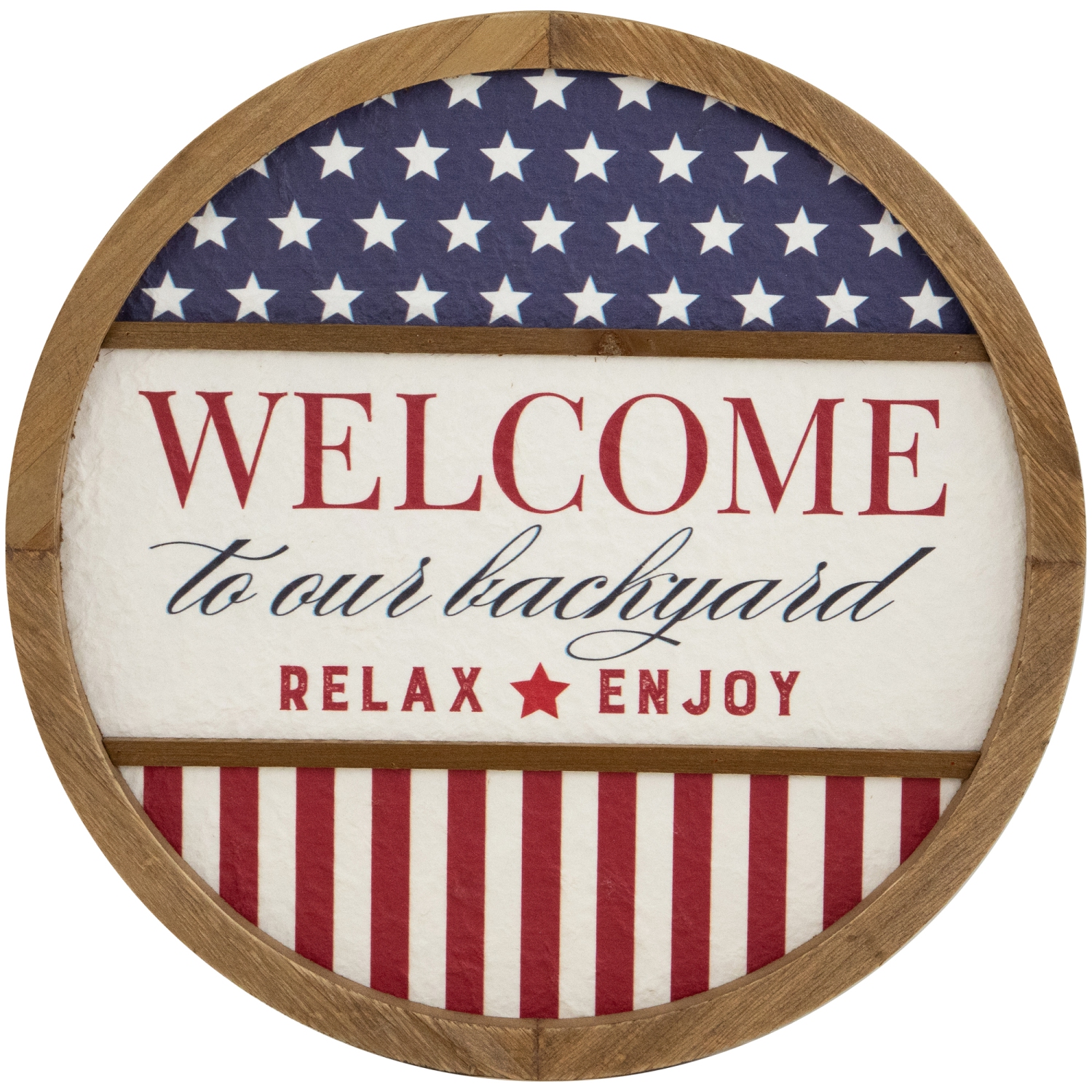 Affiche murale encadrée « Welcome to Our Backyard Americana » - 11,75 po