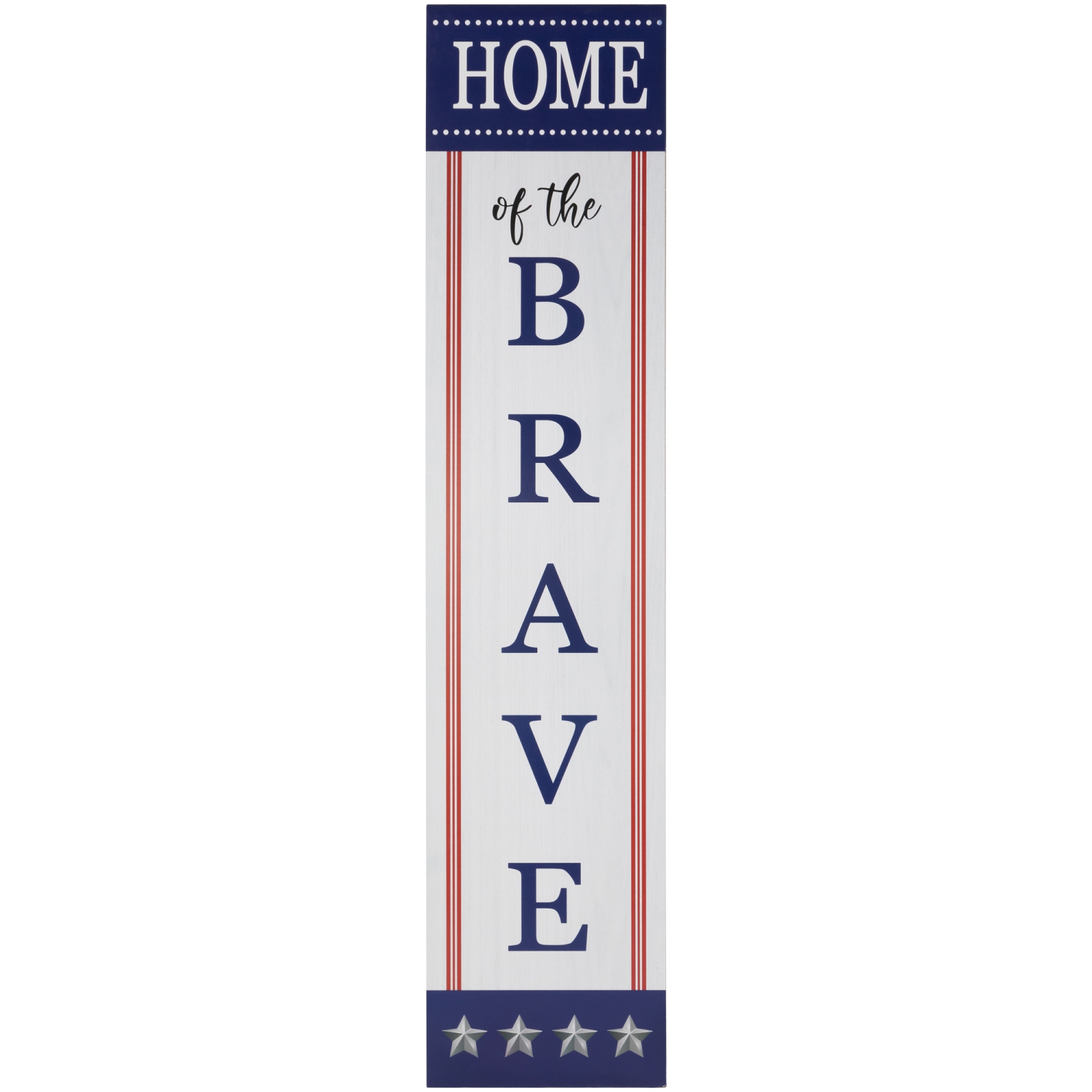 Patriotic "Home of the Brave" Wooden Porch Board Sign Decoration - 36"